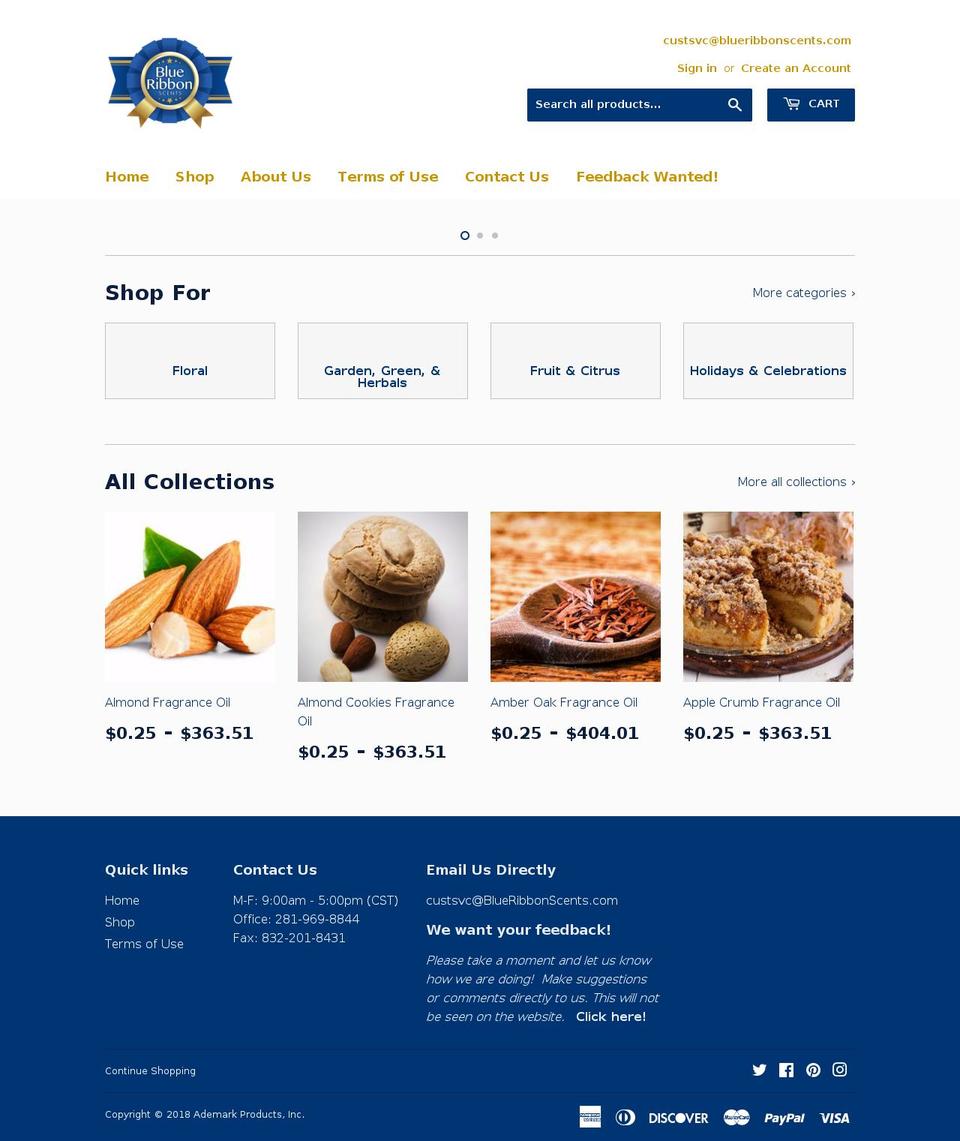 blueribbonscents.com — Shopify storefront screenshot