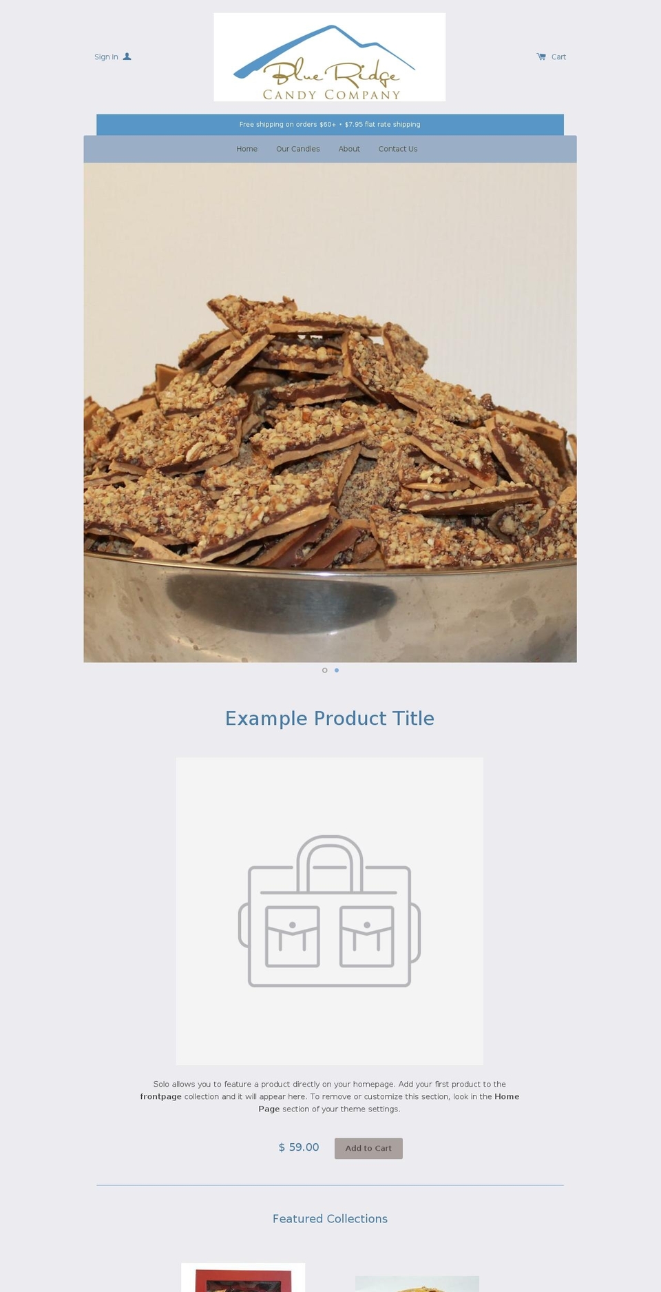 Solo1 Shopify theme site example blueridgeartisianchocolate.com