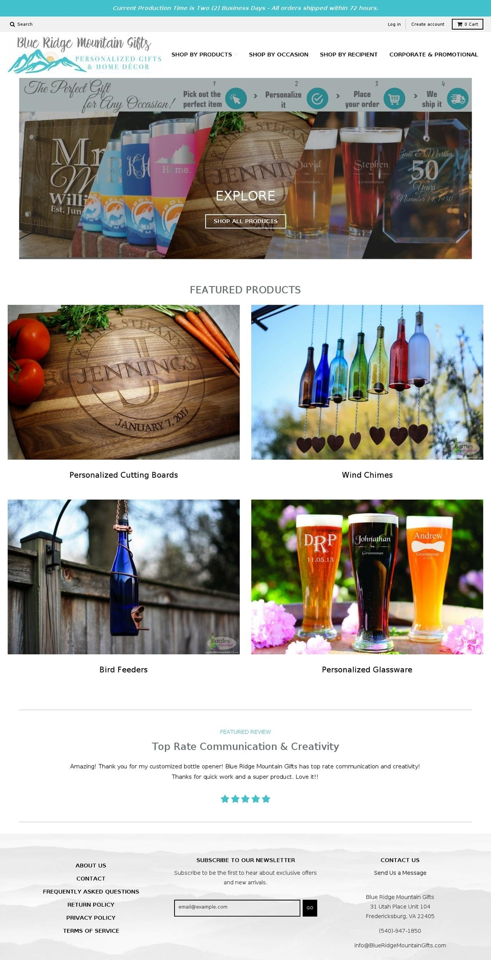 blueridgemountaingifts.com shopify website screenshot