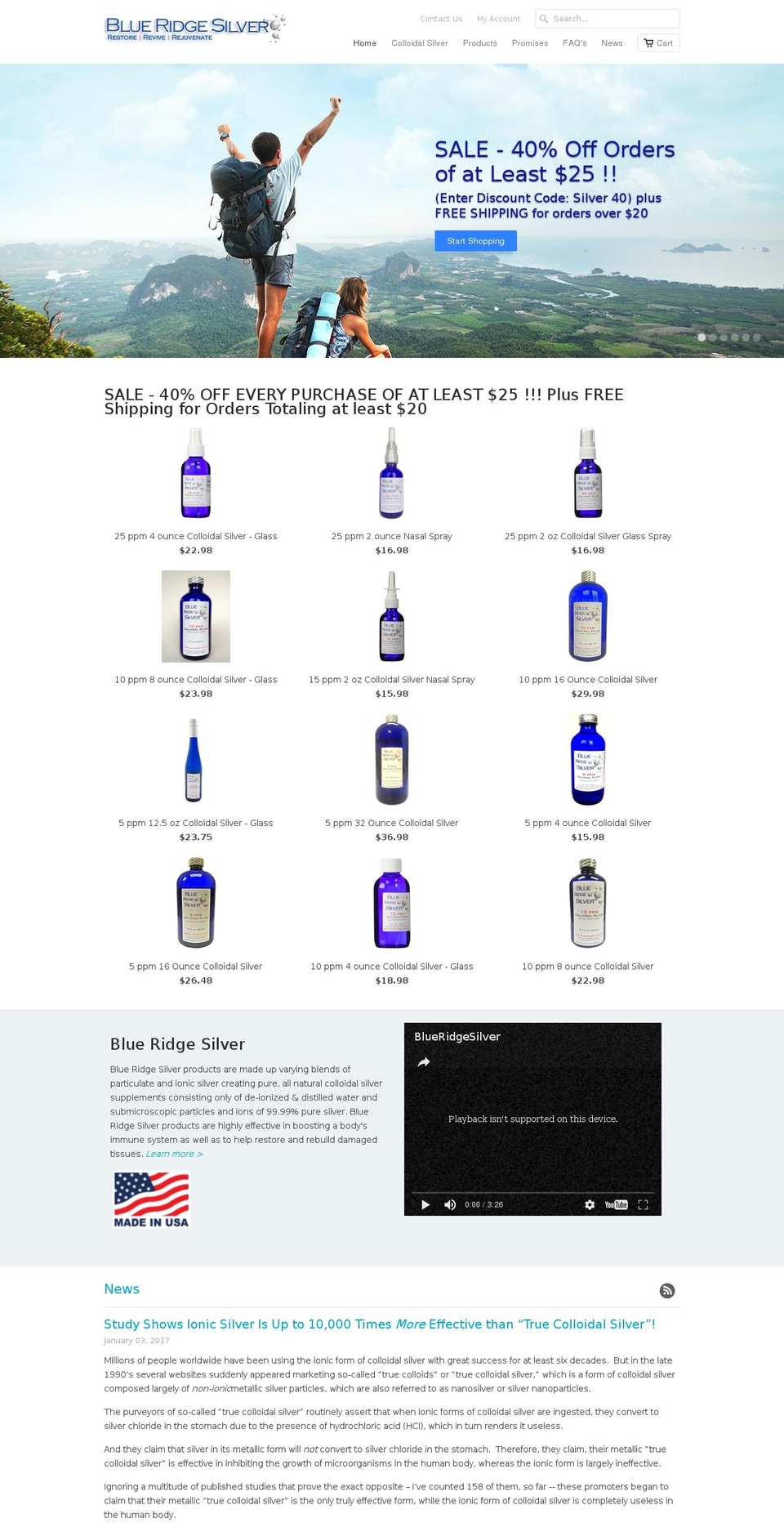 blueridgesilver.com shopify website screenshot