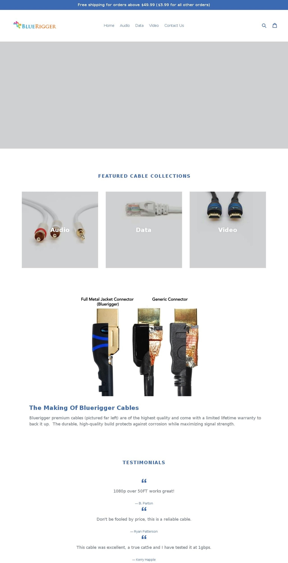 bluerigger.com shopify website screenshot