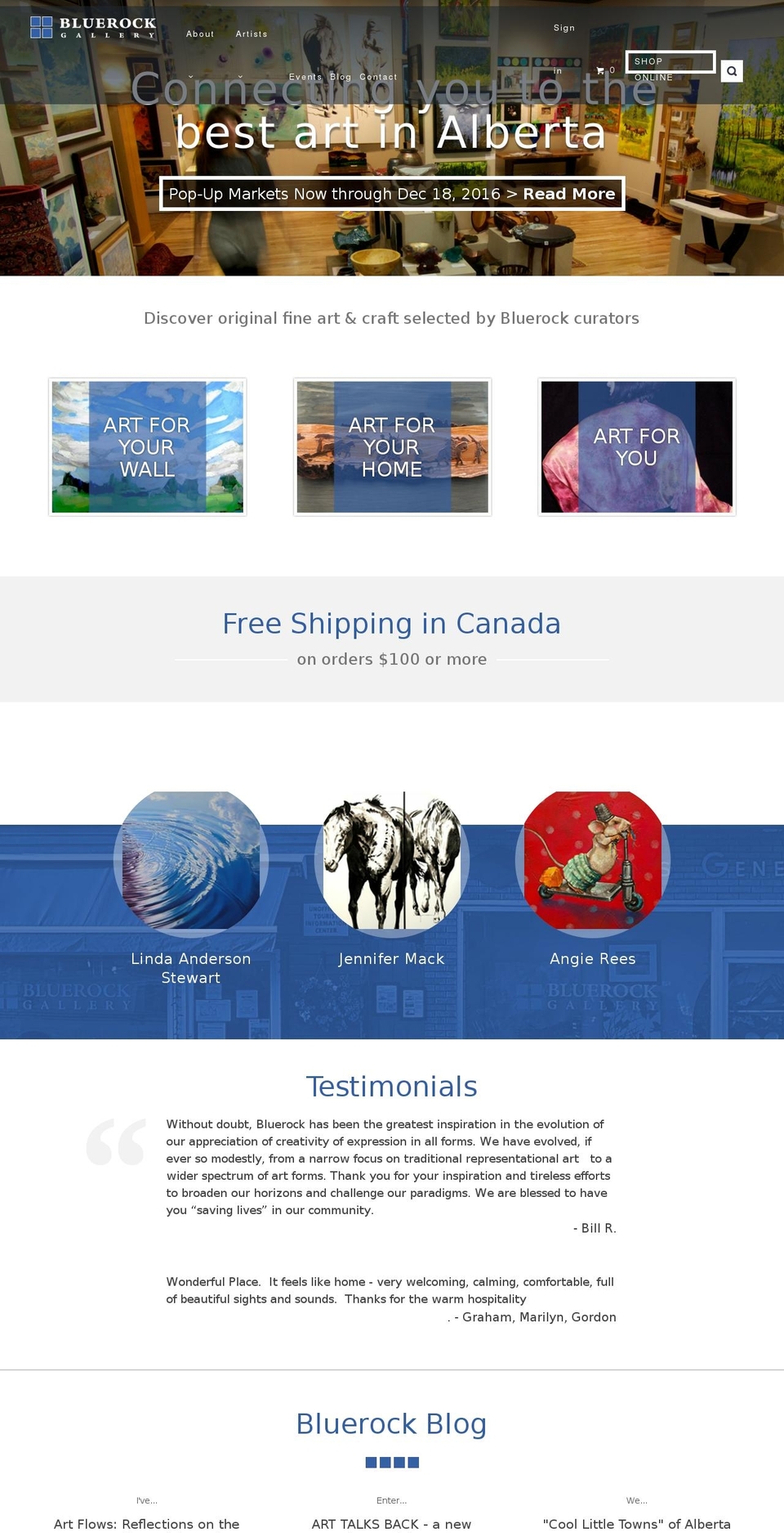 bluerockgallery.ca shopify website screenshot