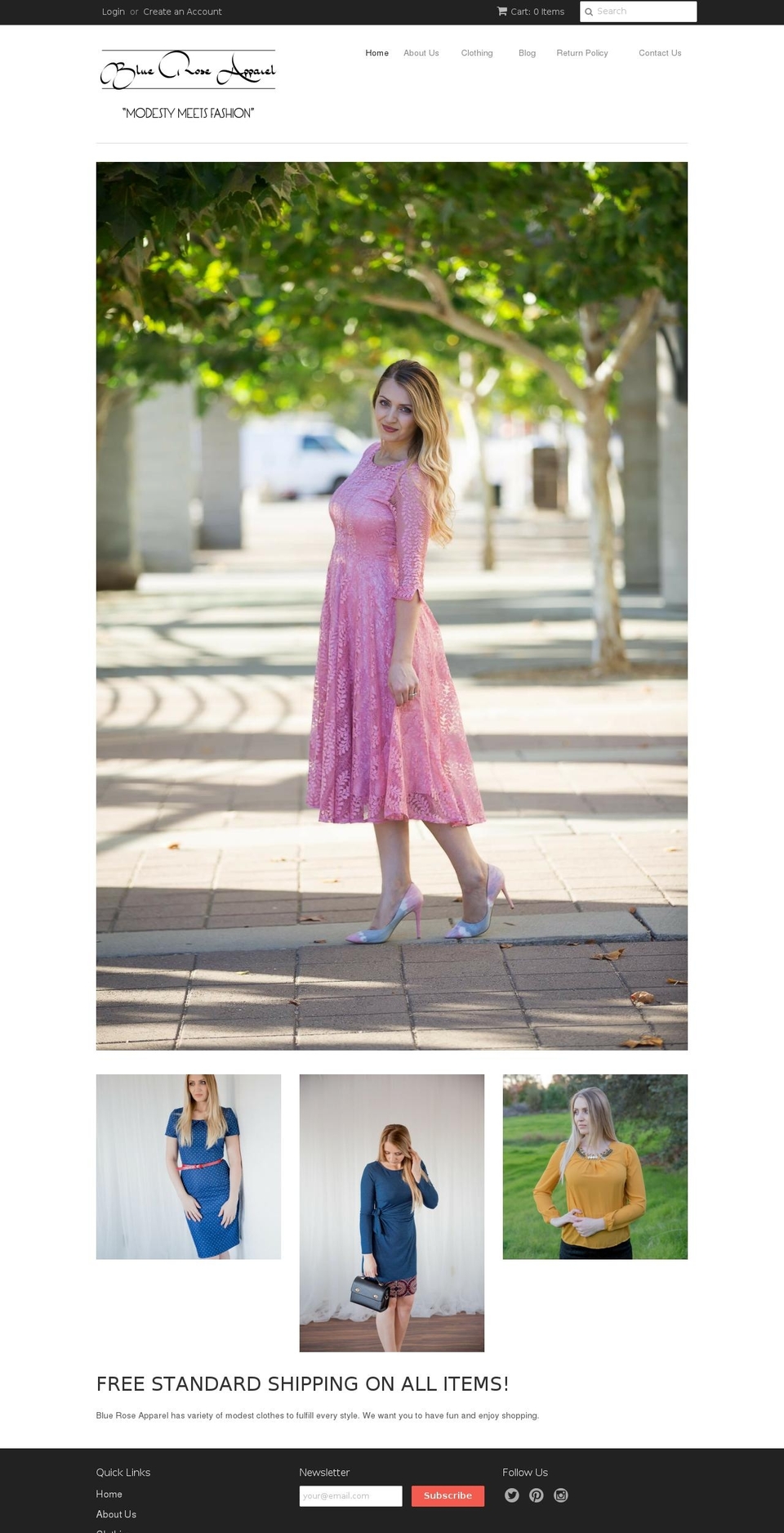 blueroseapparel.com shopify website screenshot