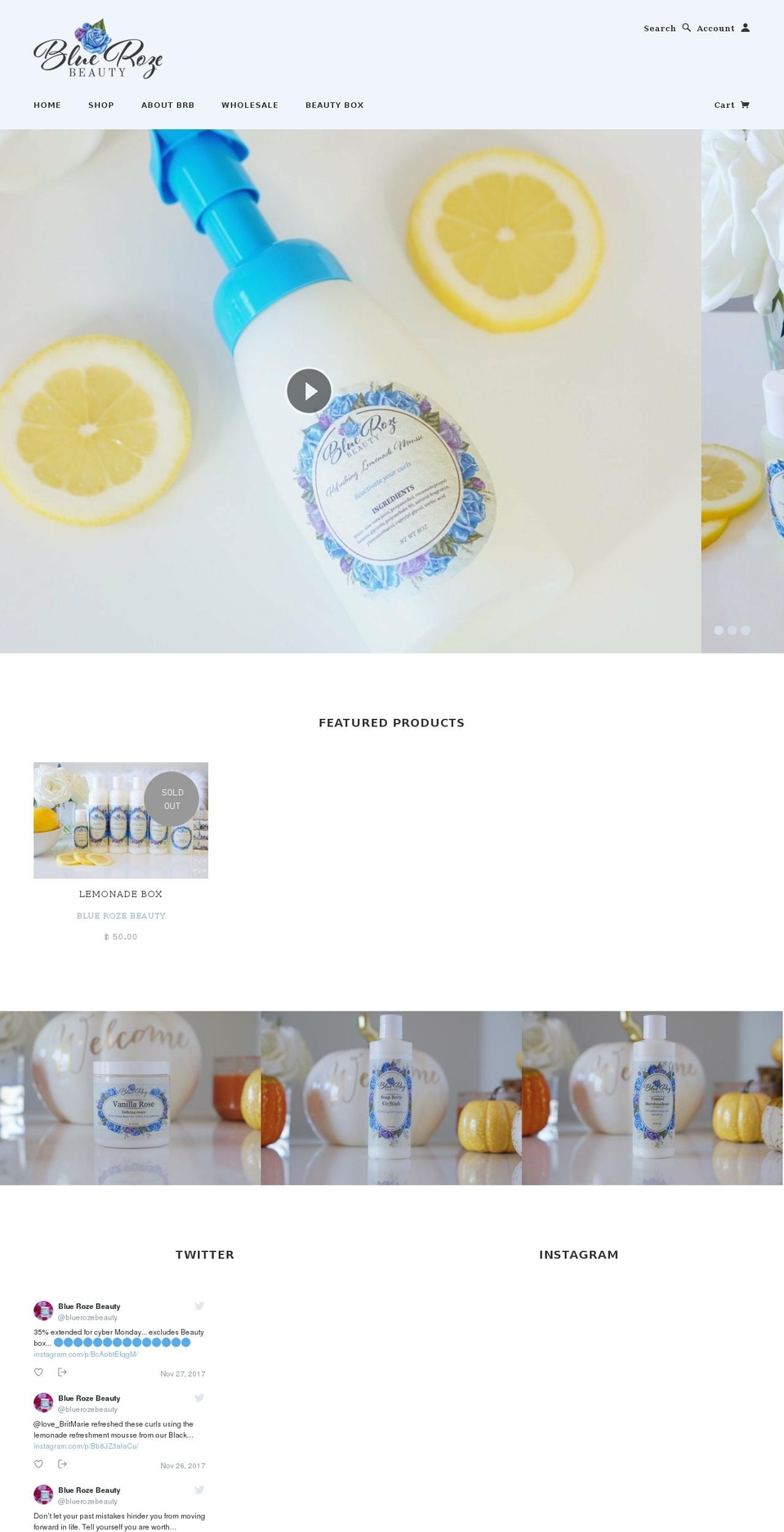 bluerosebeauty.com — Shopify storefront screenshot