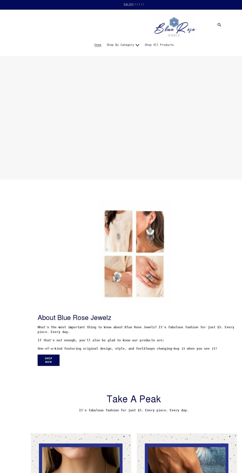 bluerosejewelz.com shopify website screenshot