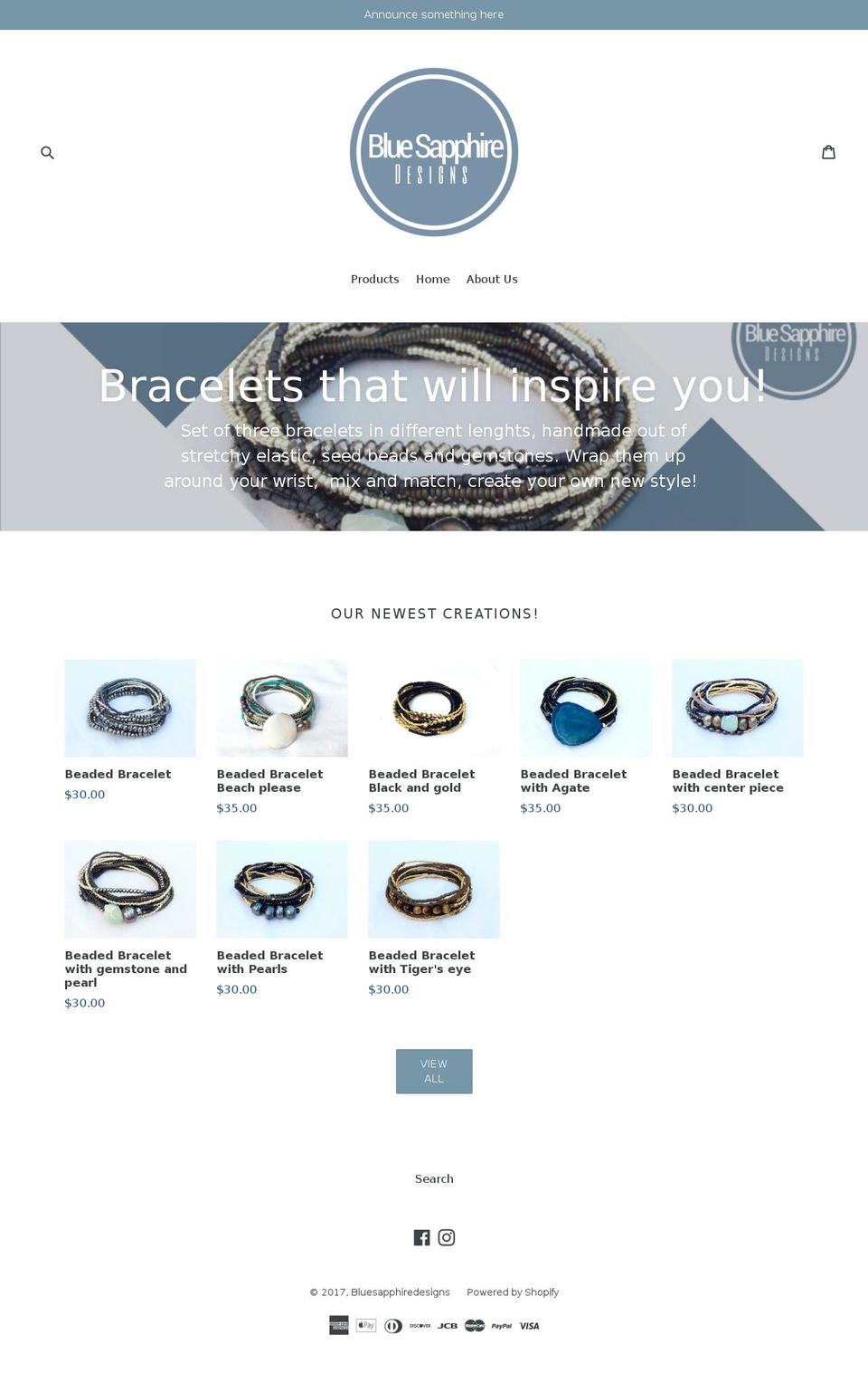 bluesapphiredesigns.com shopify website screenshot