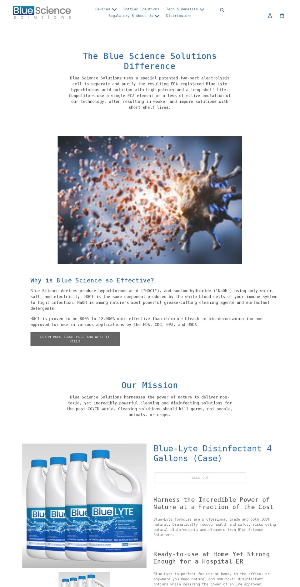 bluesciencesolutions.com shopify website screenshot