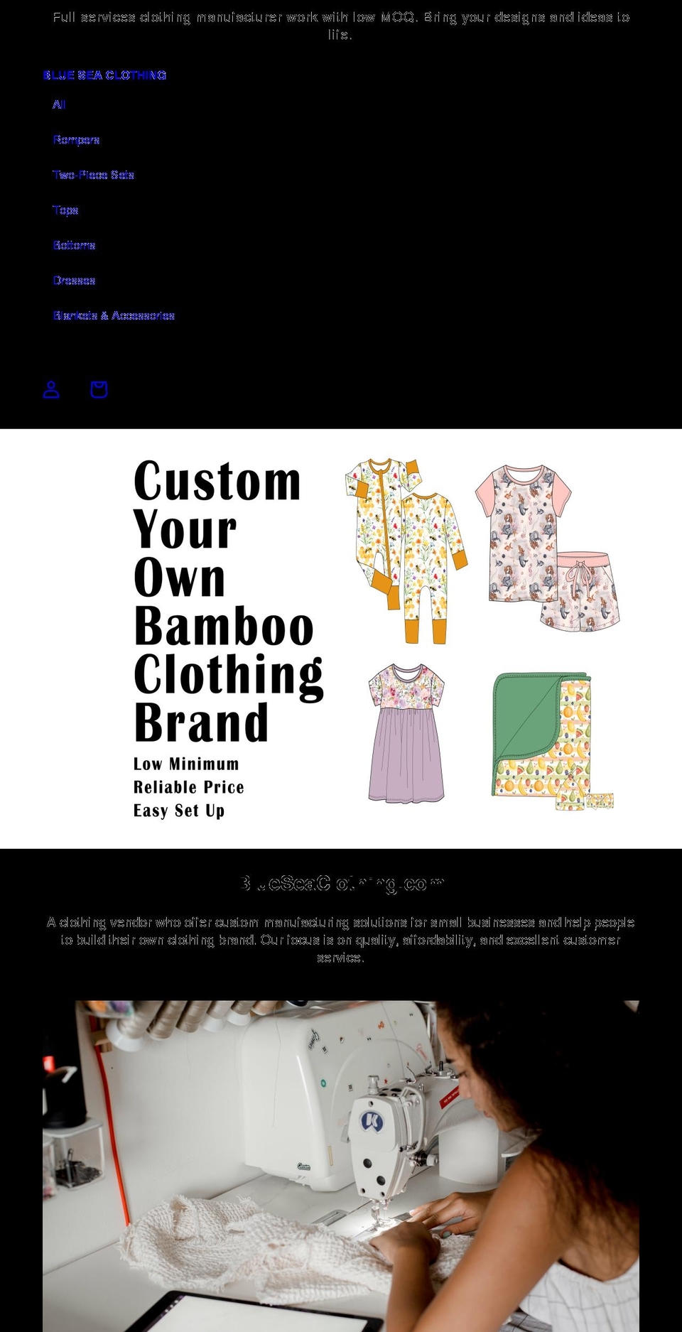 blueseaclothing.com shopify website screenshot