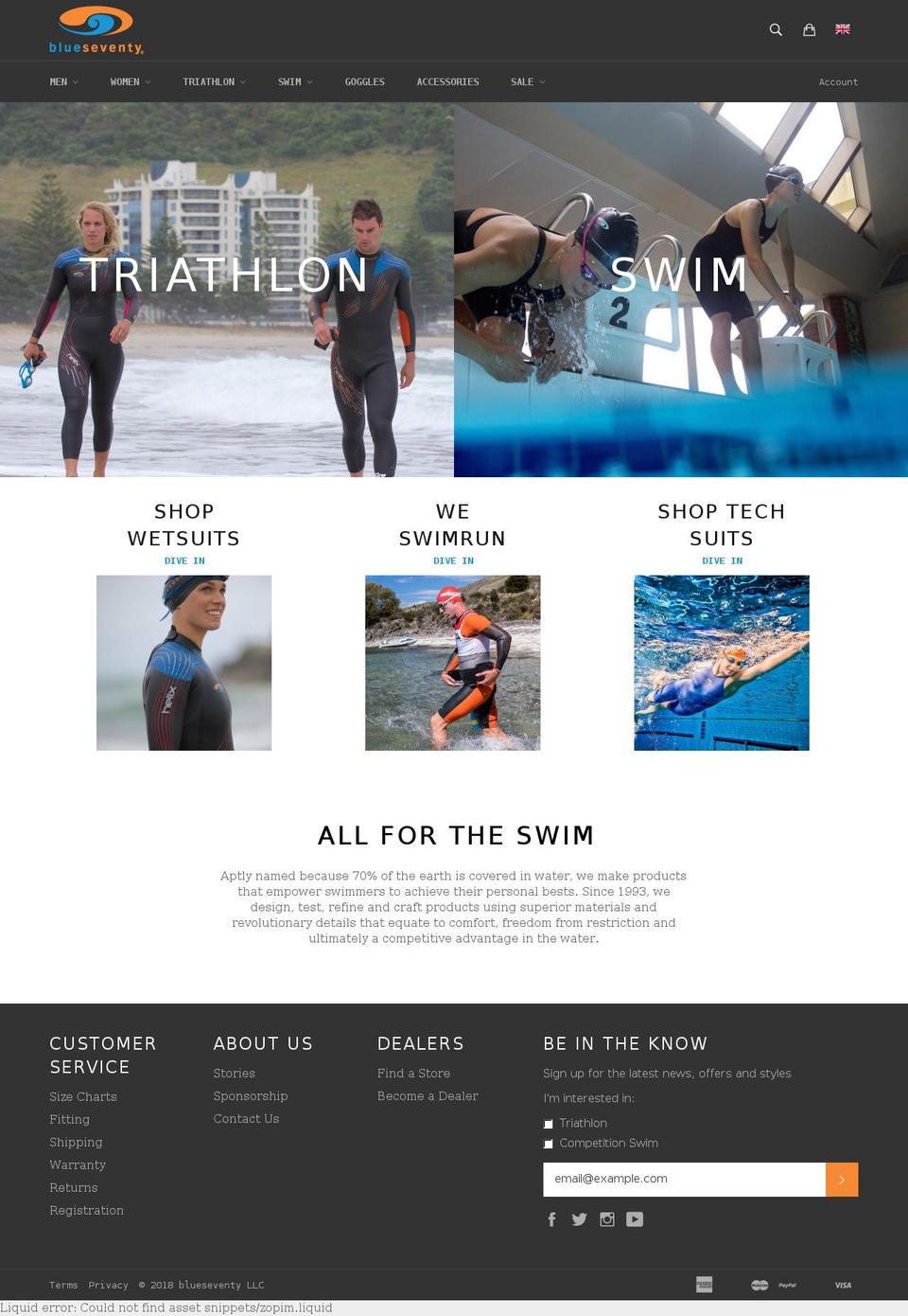 blueseventy.co.uk shopify website screenshot