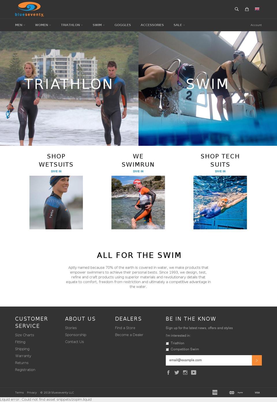 blueseventy.de shopify website screenshot