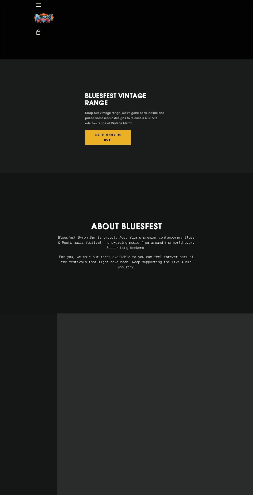 bluesfest-merch.myshopify.com shopify website screenshot