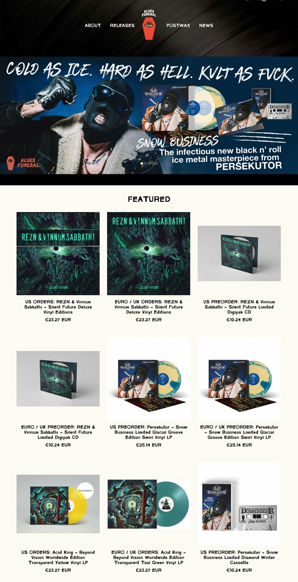 bluesfuneral.com shopify website screenshot