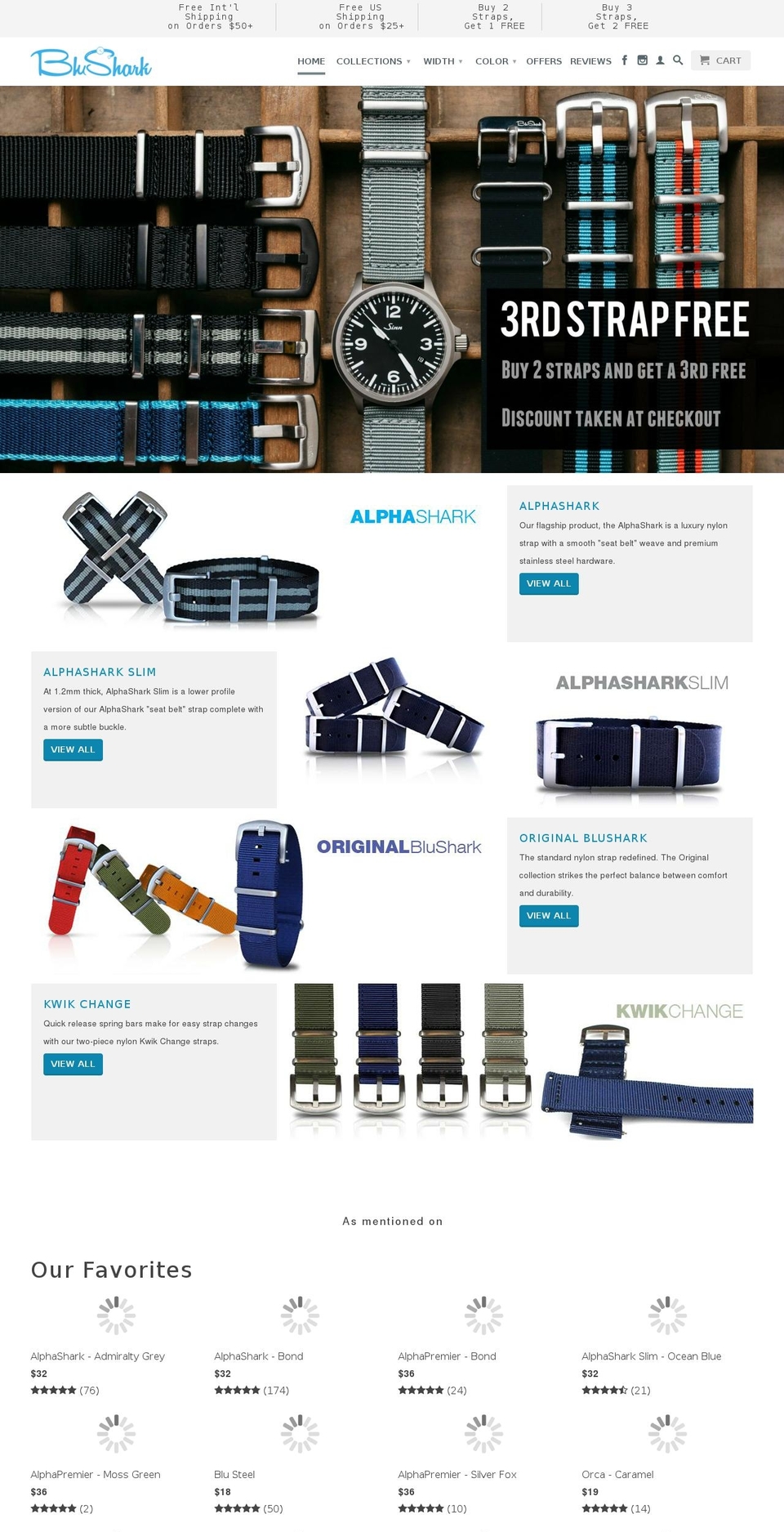 bluesharkstraps.com — Shopify storefront screenshot