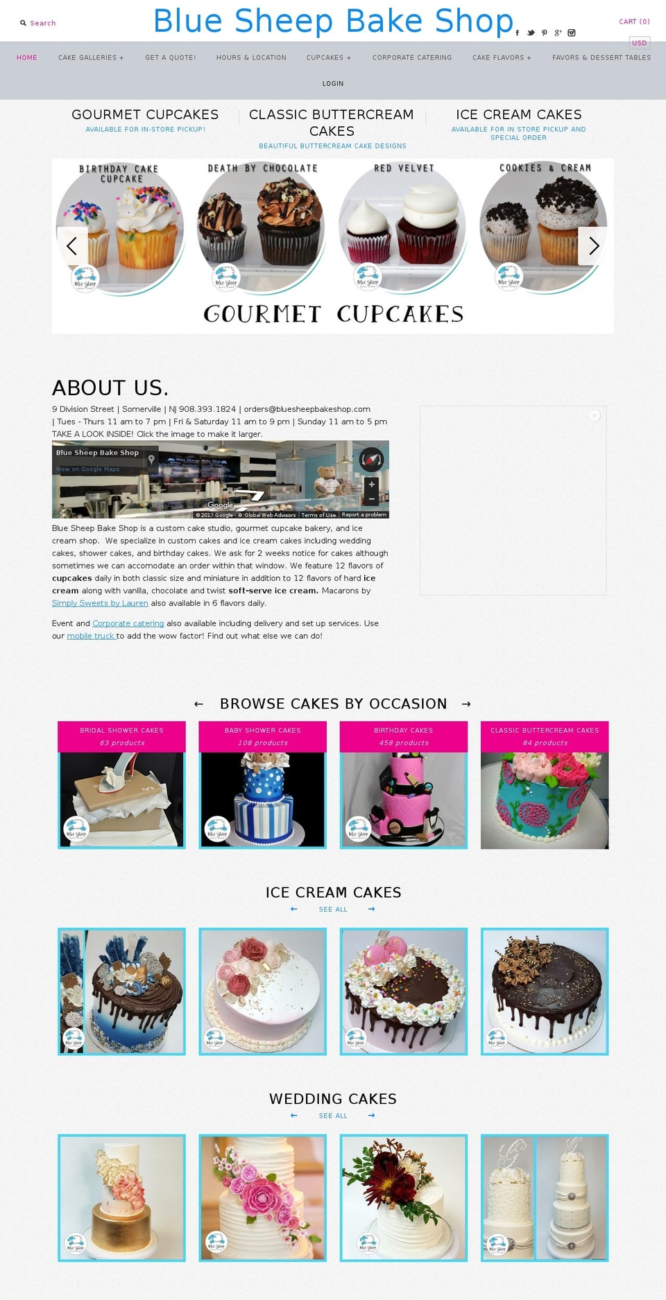 bluesheepbakeshop.com shopify website screenshot