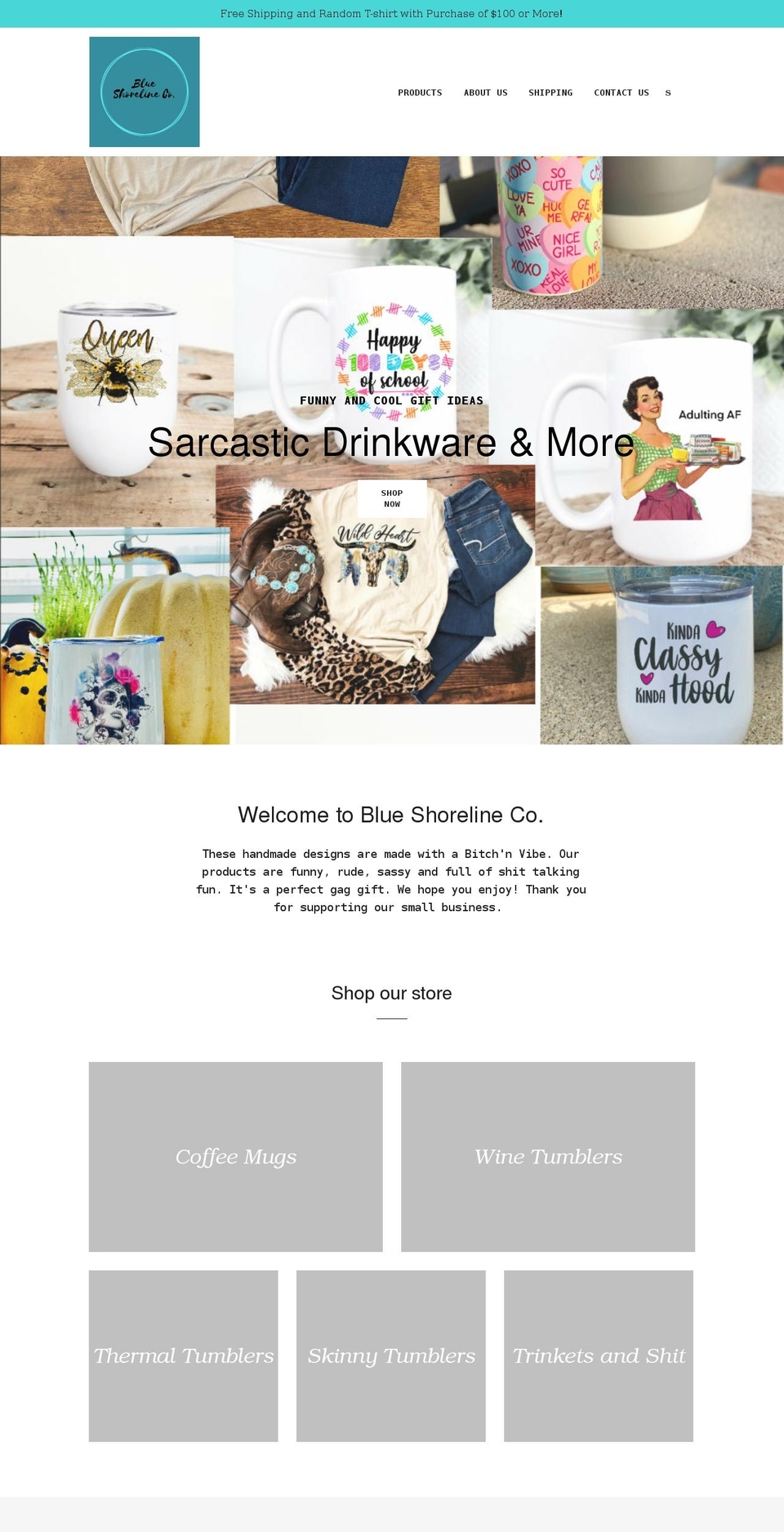 blueshorelineco.com shopify website screenshot