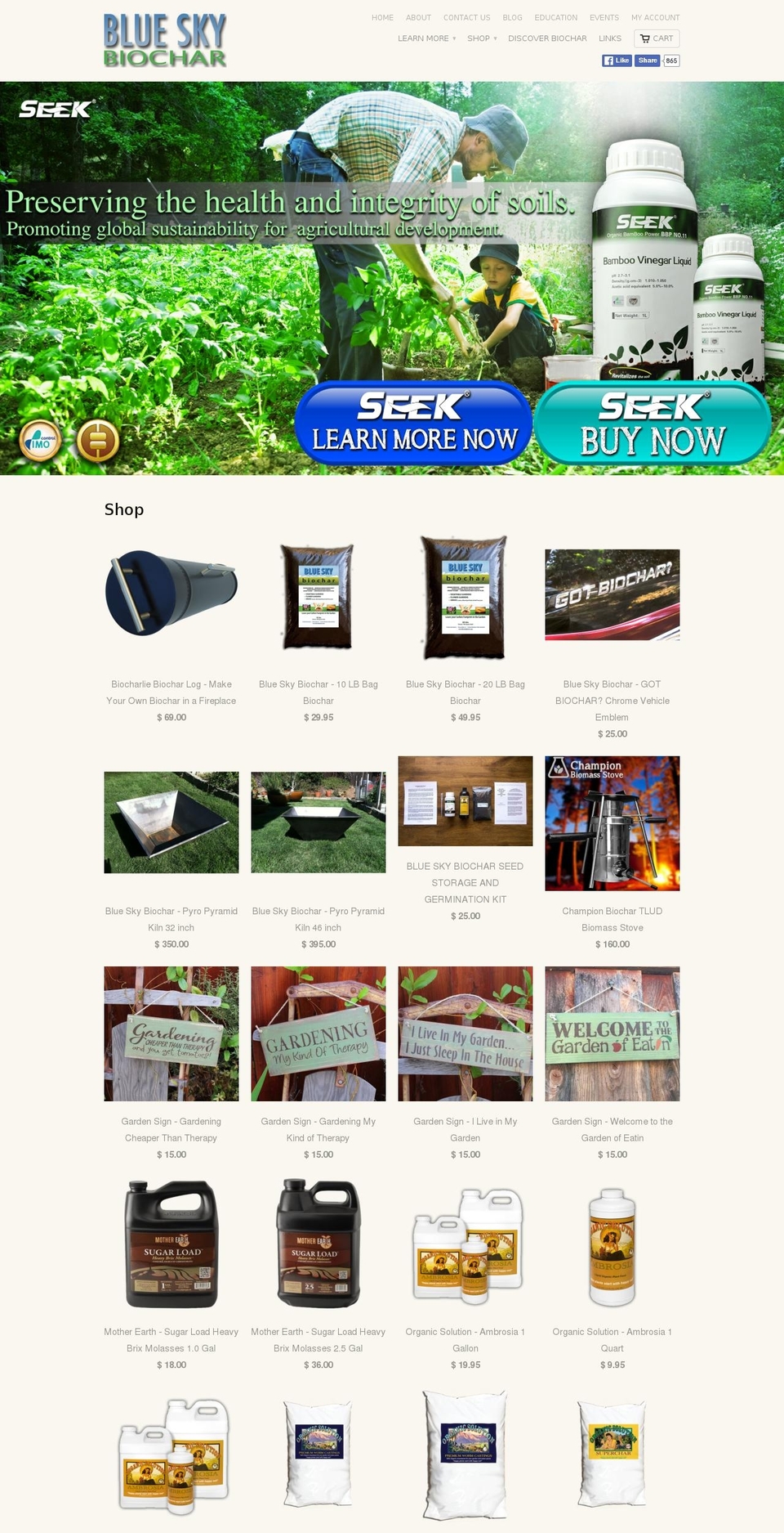 blueskybiochar.com shopify website screenshot