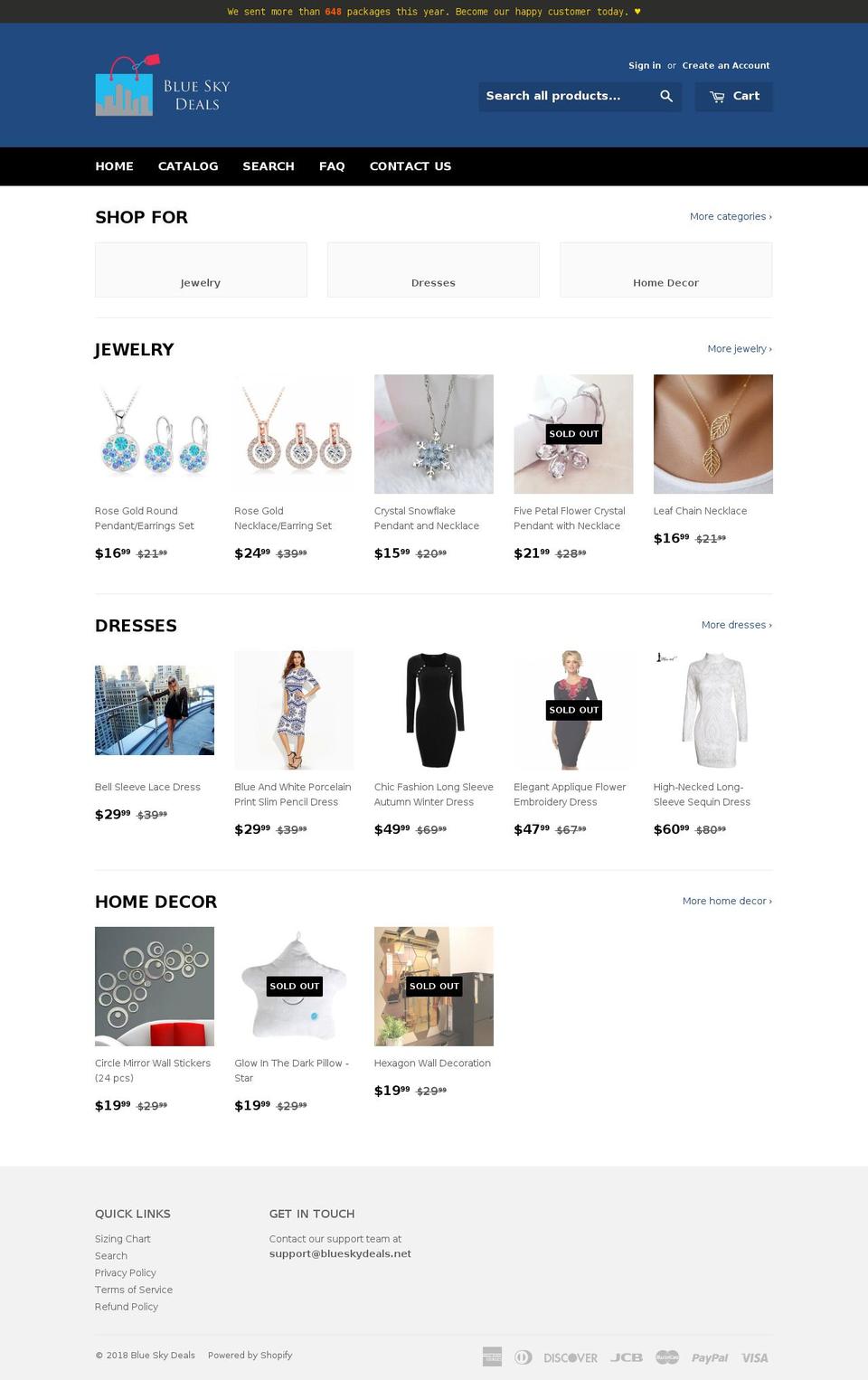 blueskydeals.net shopify website screenshot
