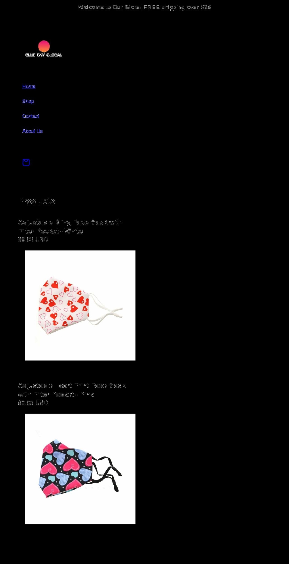 blueskyglobal.net shopify website screenshot
