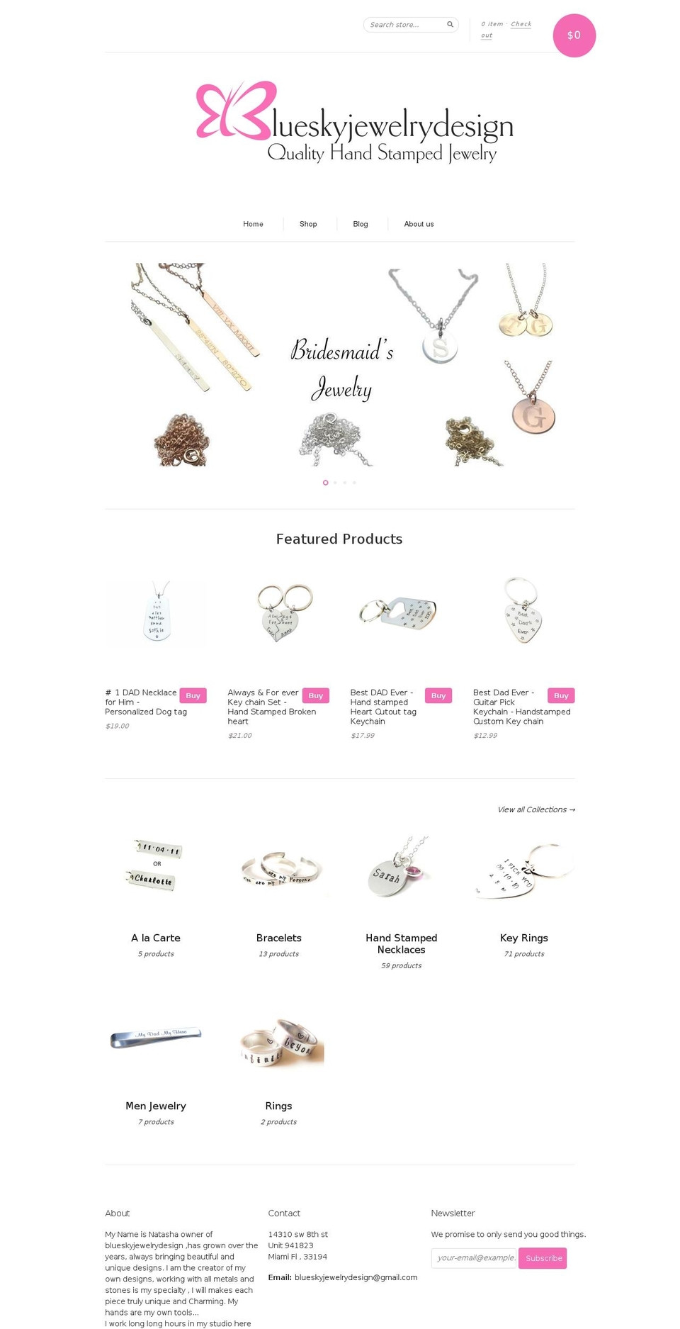 blueskyjewelrydesign.com — Shopify storefront screenshot