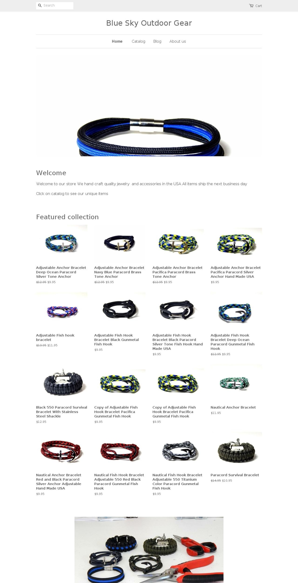 blueskyoutdoorgear.com — Shopify storefront screenshot