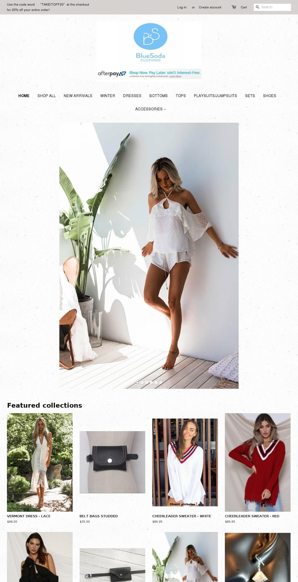 bluesodaclothing.com — Shopify storefront screenshot