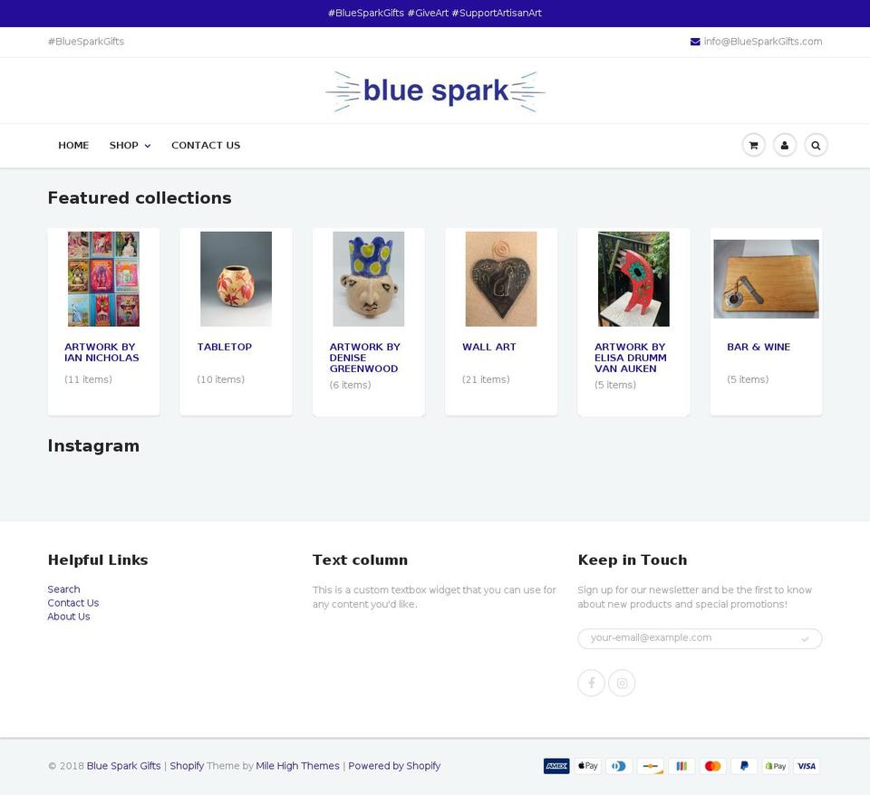 bluesparkgifts.com — Shopify storefront screenshot