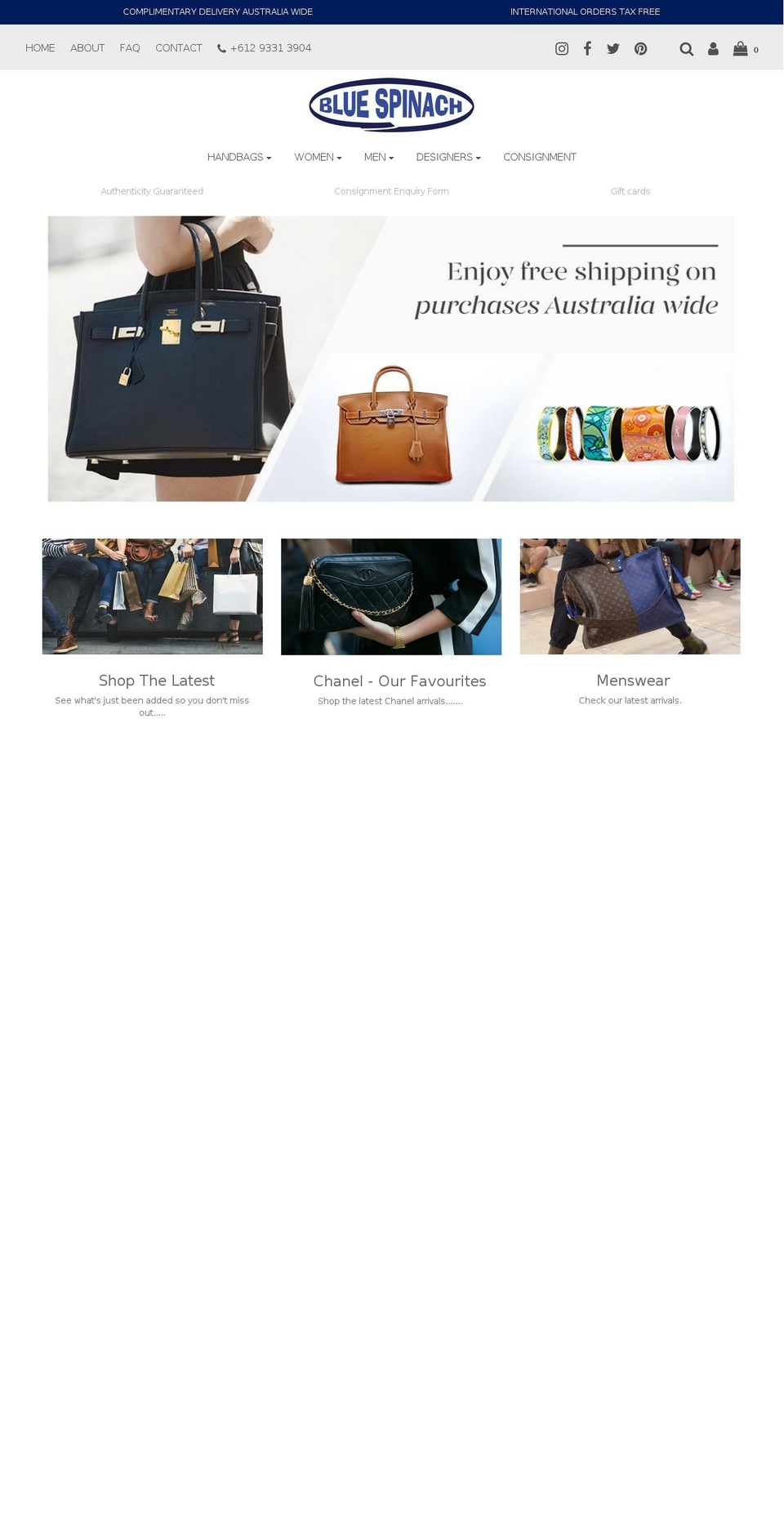 bluespinach.com.au shopify website screenshot