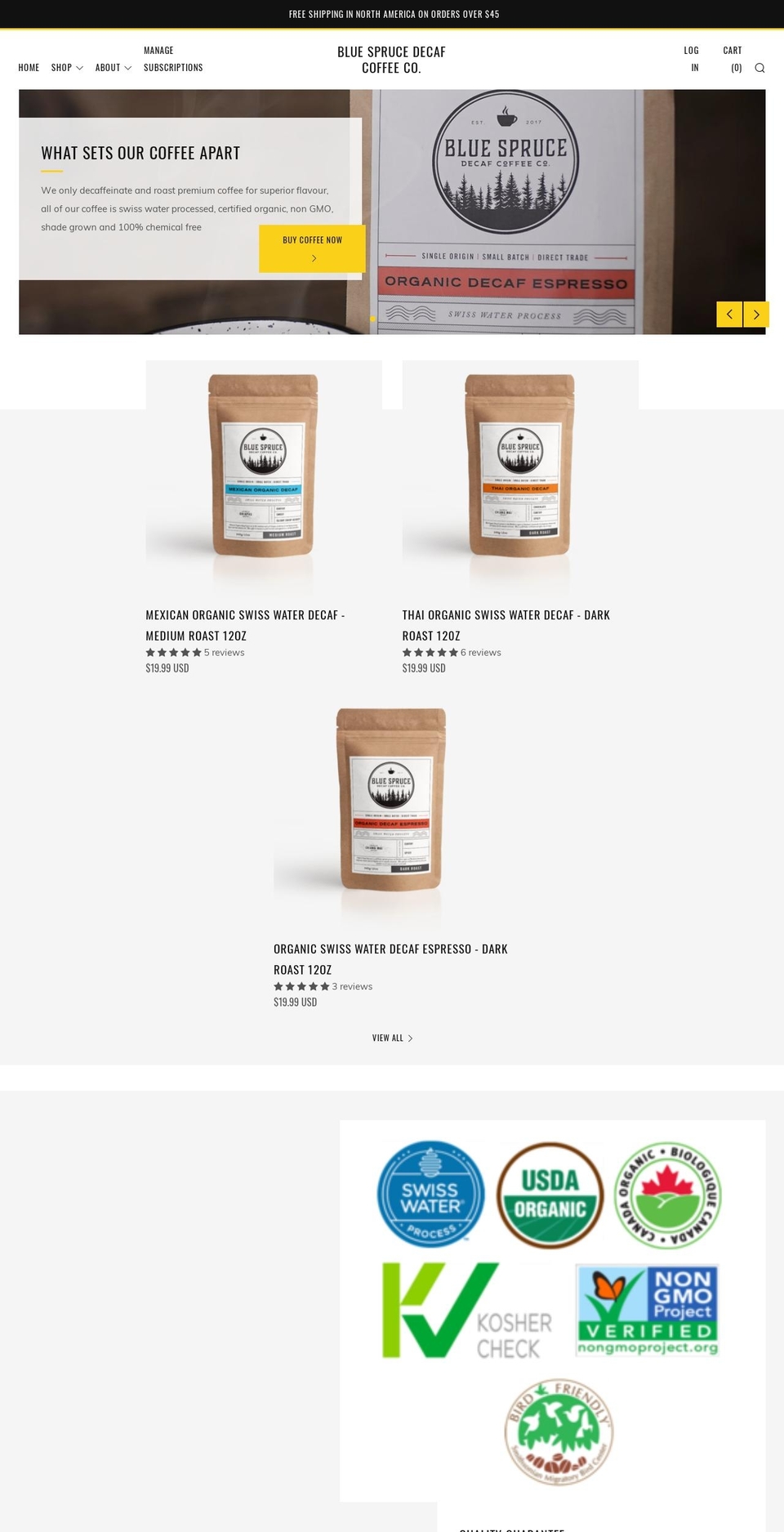 bluesprucedecaf.com shopify website screenshot