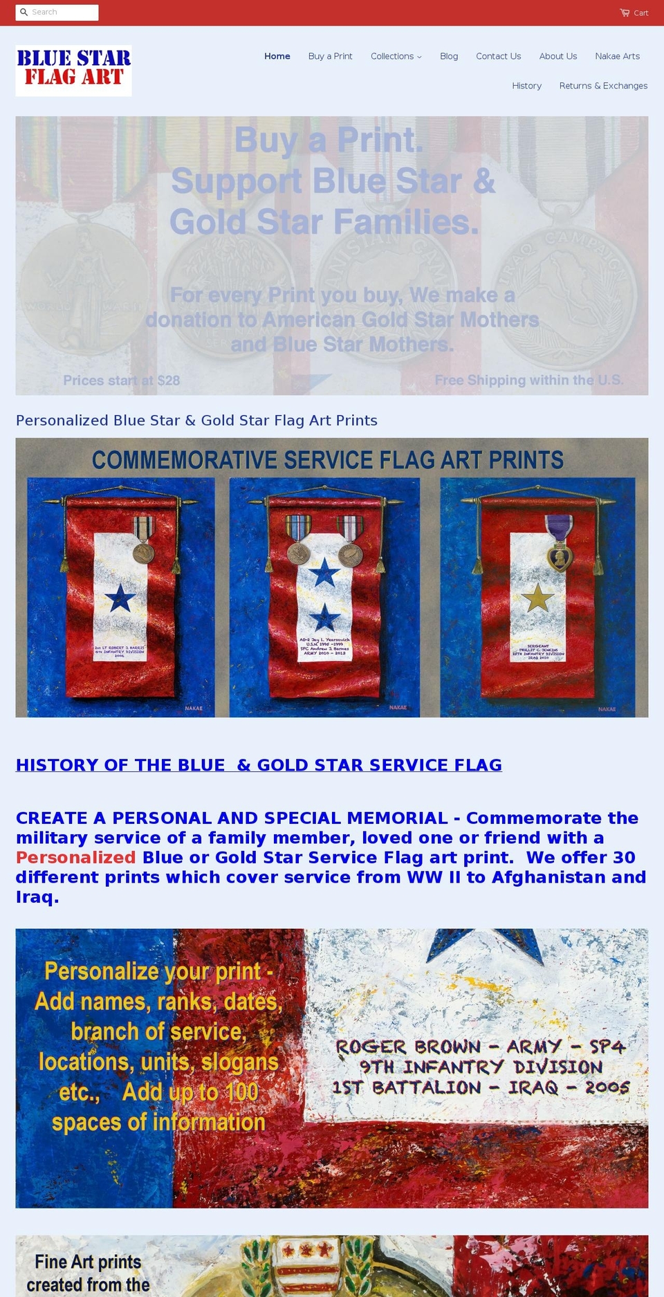 bluestarflagart.com shopify website screenshot