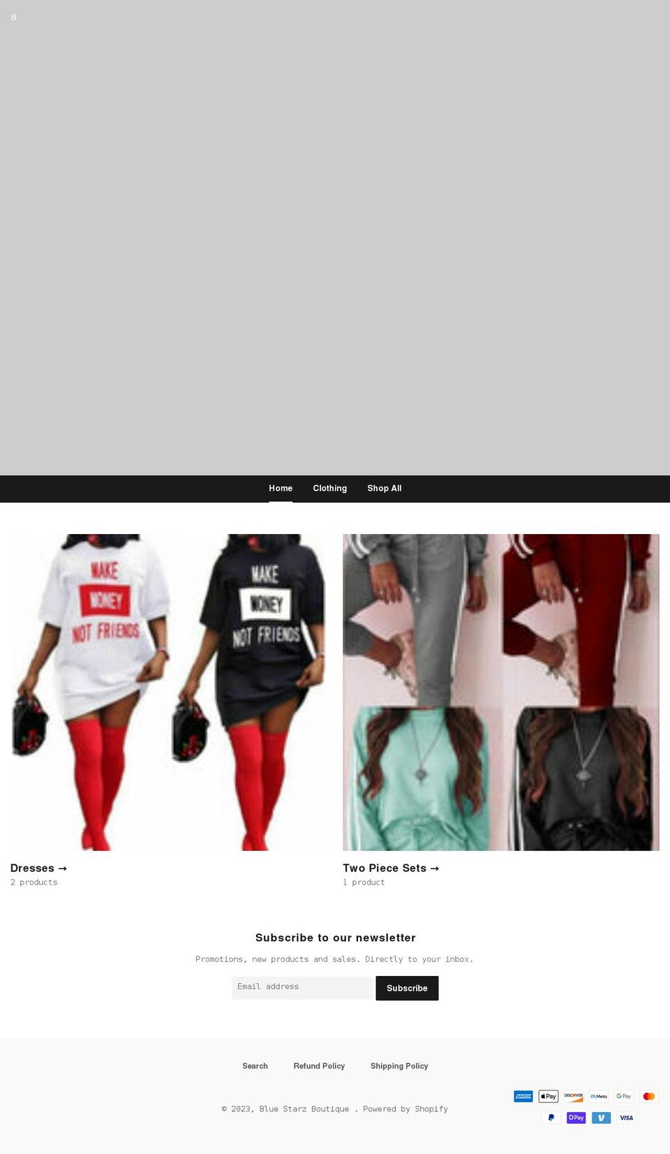 bluestarzboutique.com shopify website screenshot