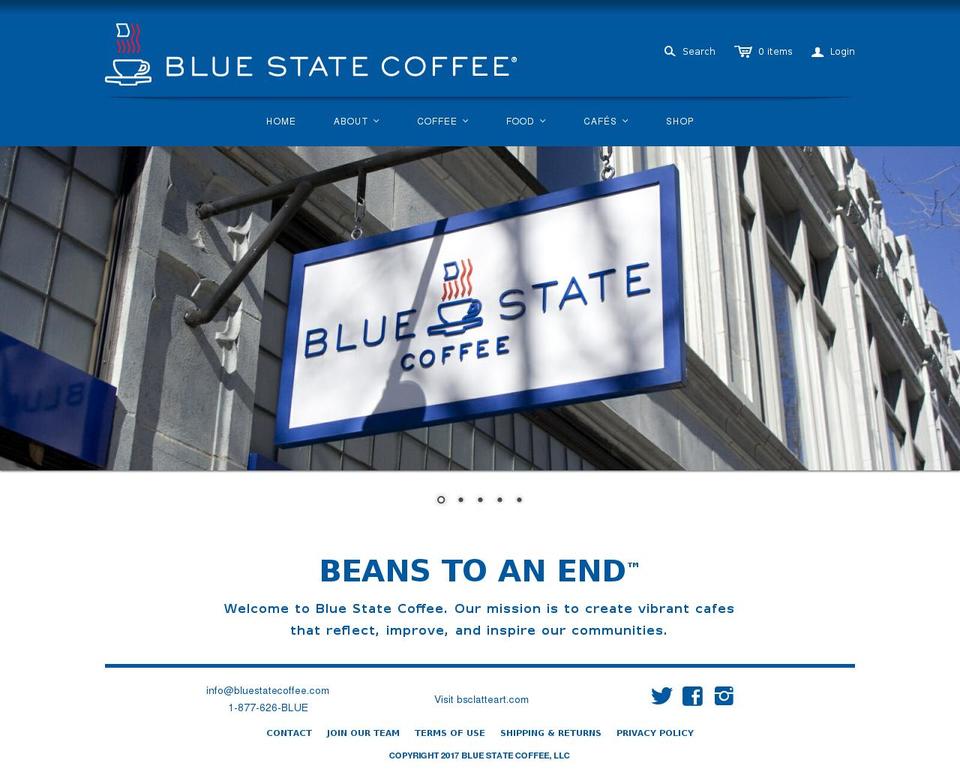 bluestatecoffee.com shopify website screenshot