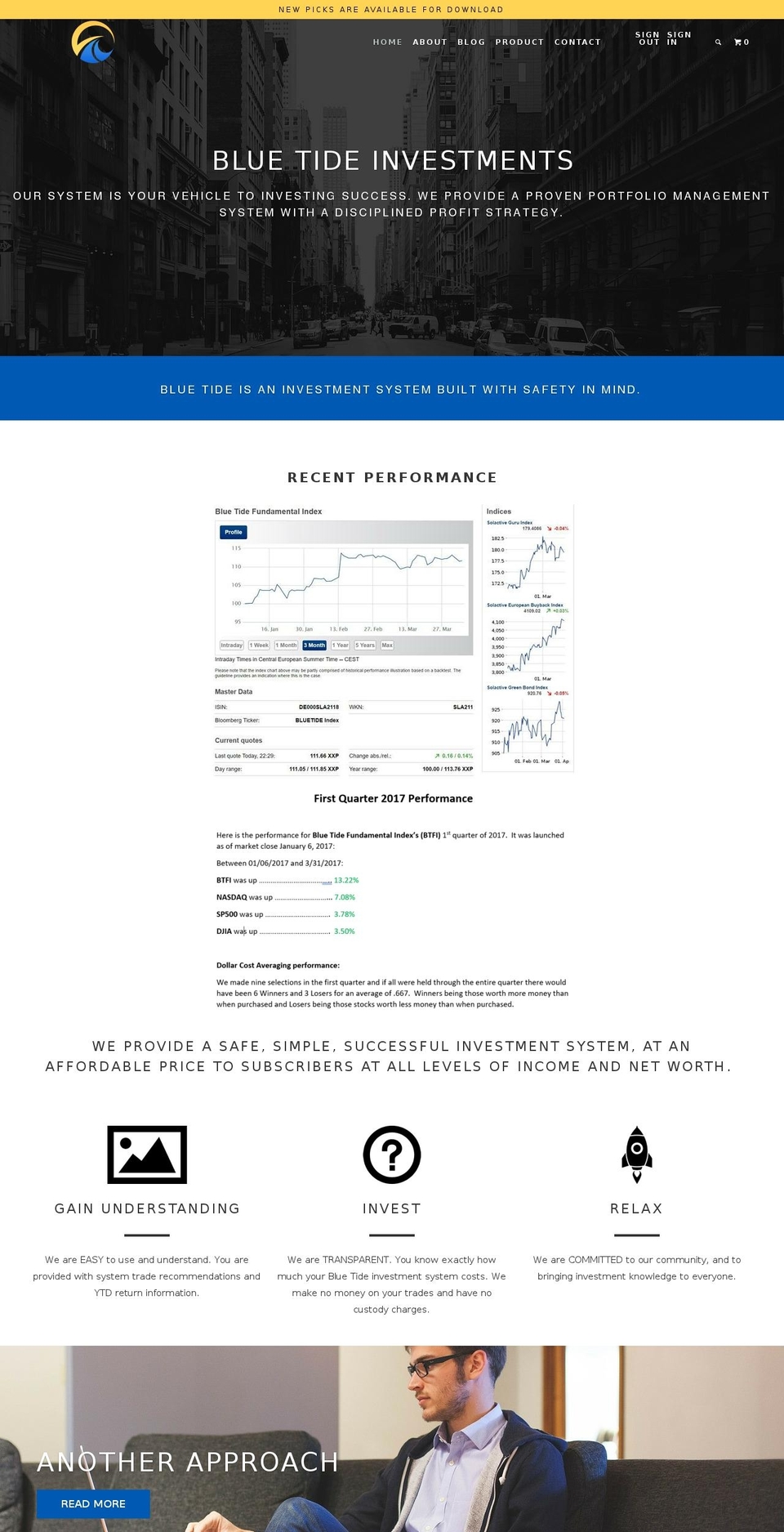 bluetideinvest.com shopify website screenshot