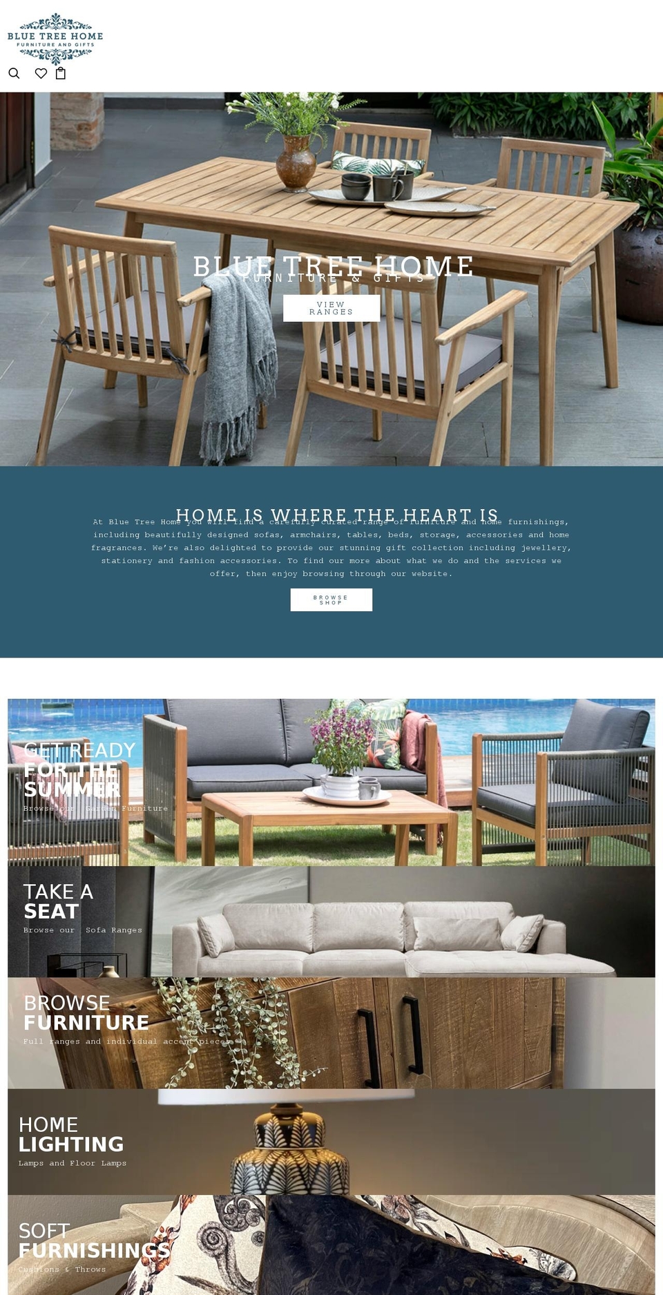 bluetreehome.co.uk shopify website screenshot