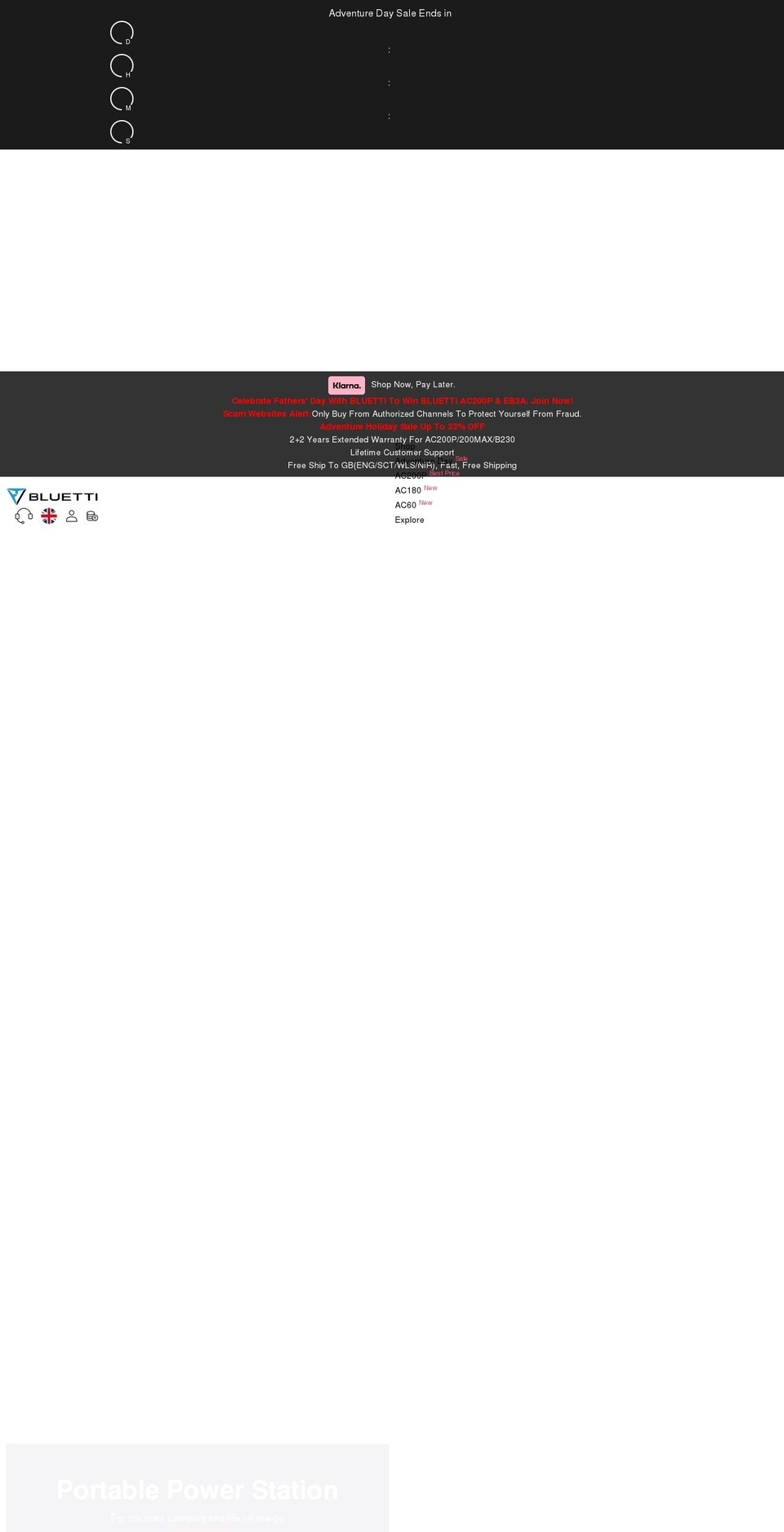 bluettipower.co.uk shopify website screenshot