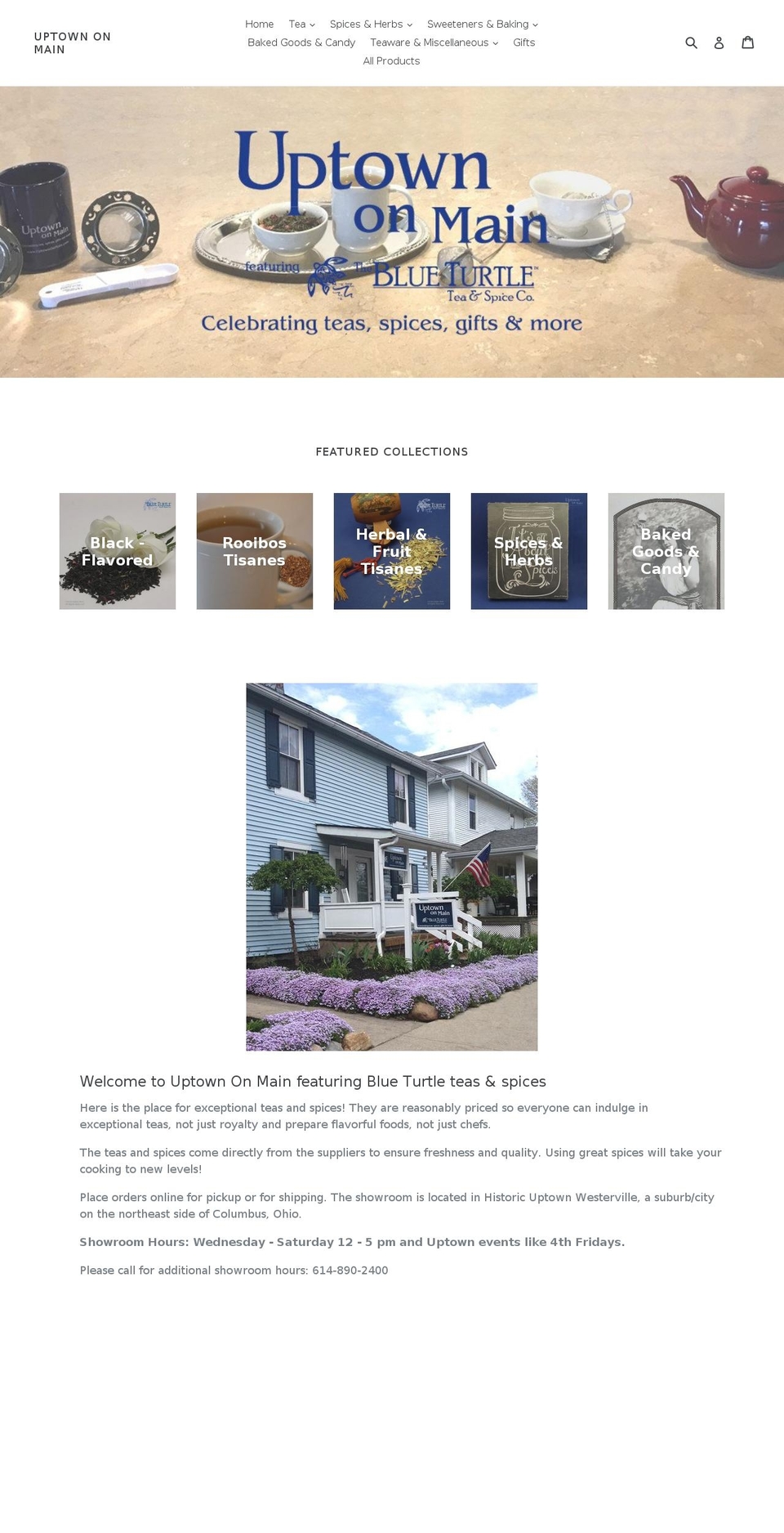 blueturtleteaandspice.com — Shopify storefront screenshot
