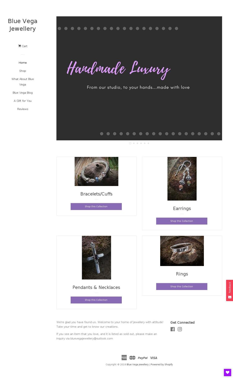 bluevegajewellery.com shopify website screenshot