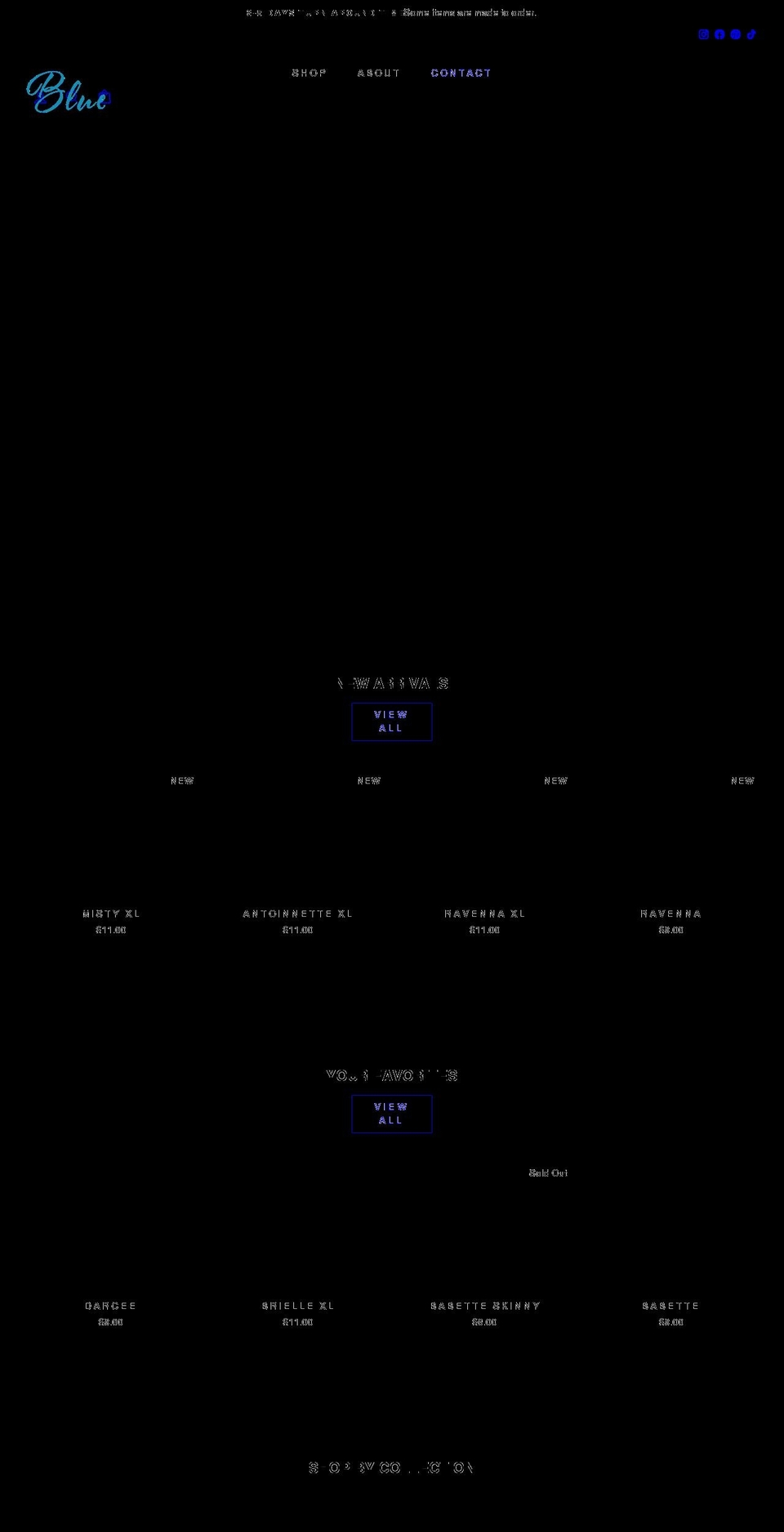bluevelvetandco.com shopify website screenshot