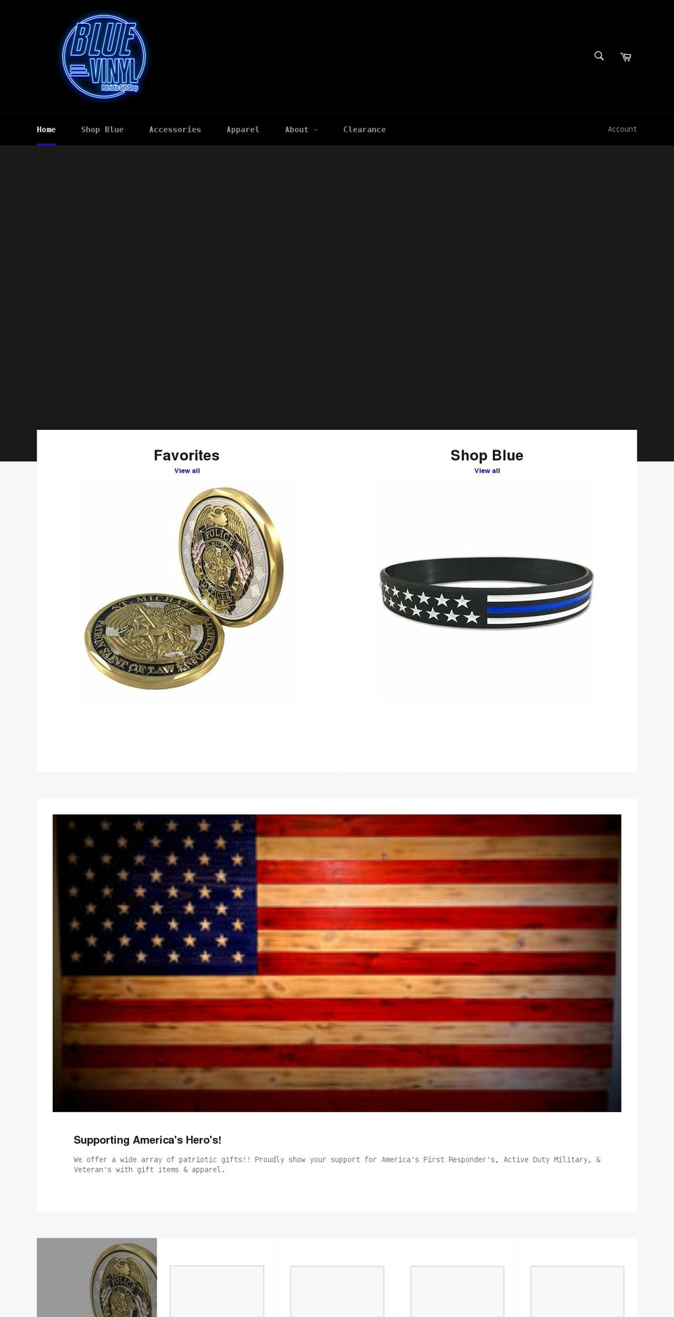 bluevinylandgifts.com shopify website screenshot
