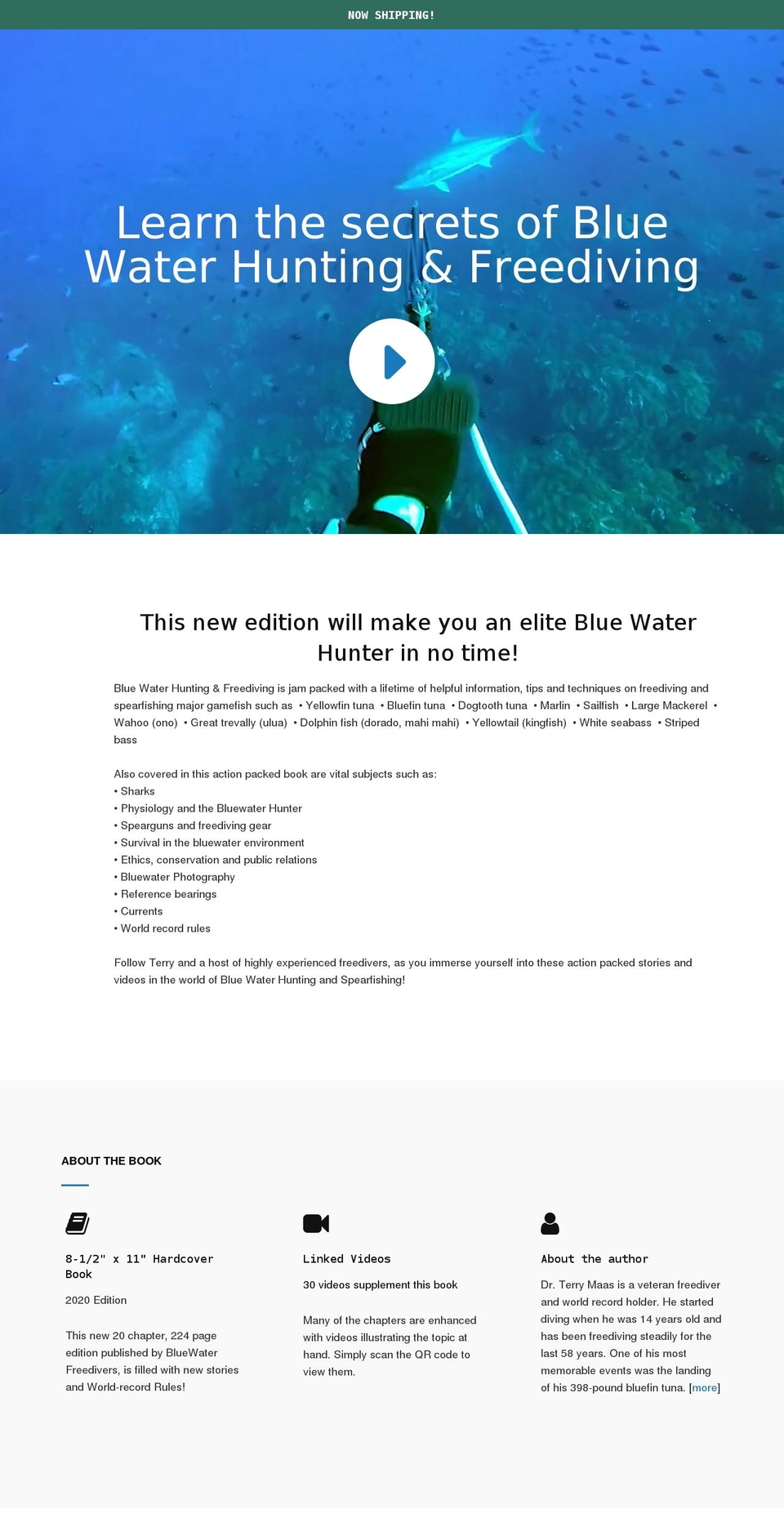bluewaterhuntingfreediving.com shopify website screenshot