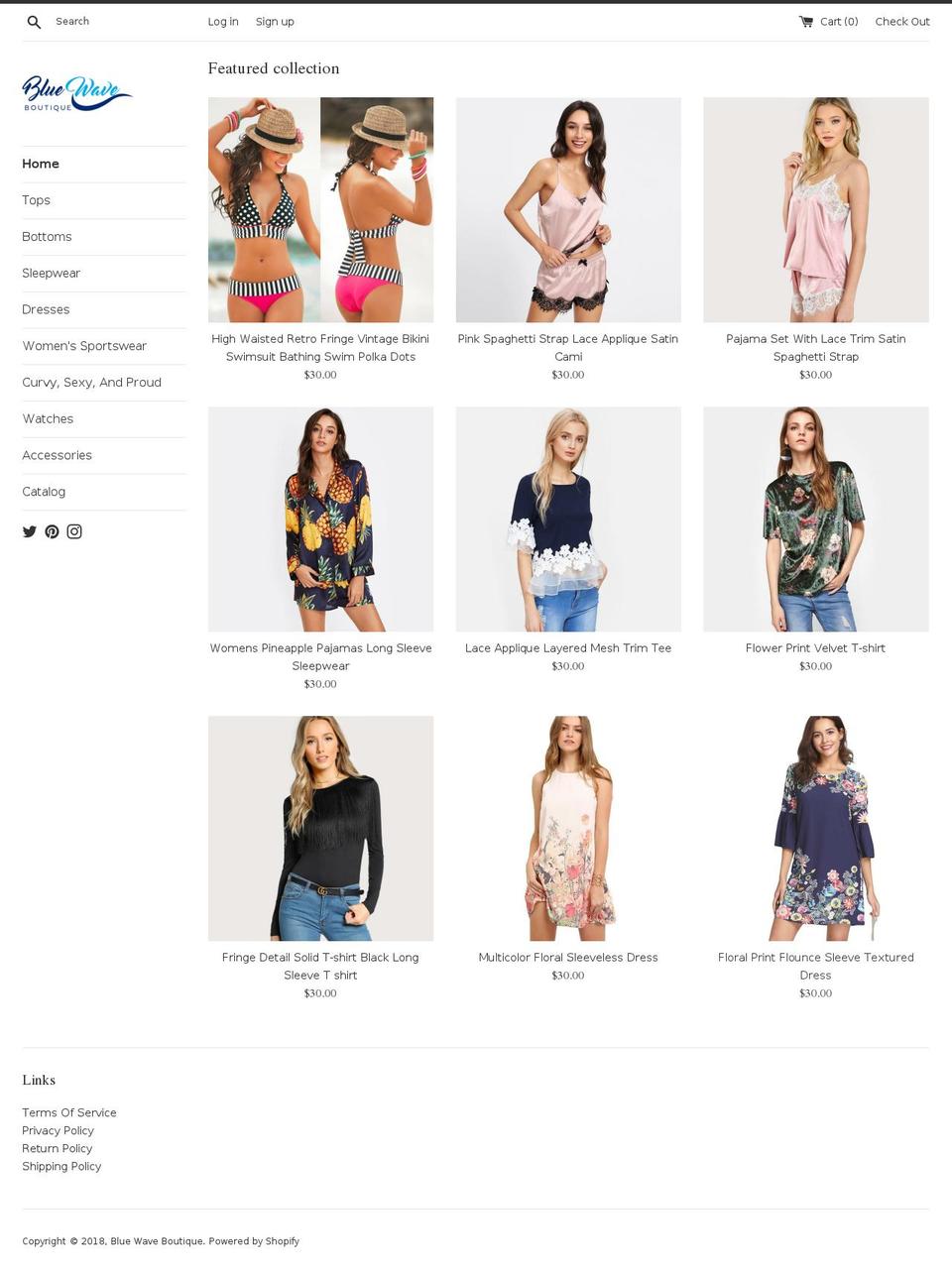 bluewaveboutique.com — Shopify storefront screenshot
