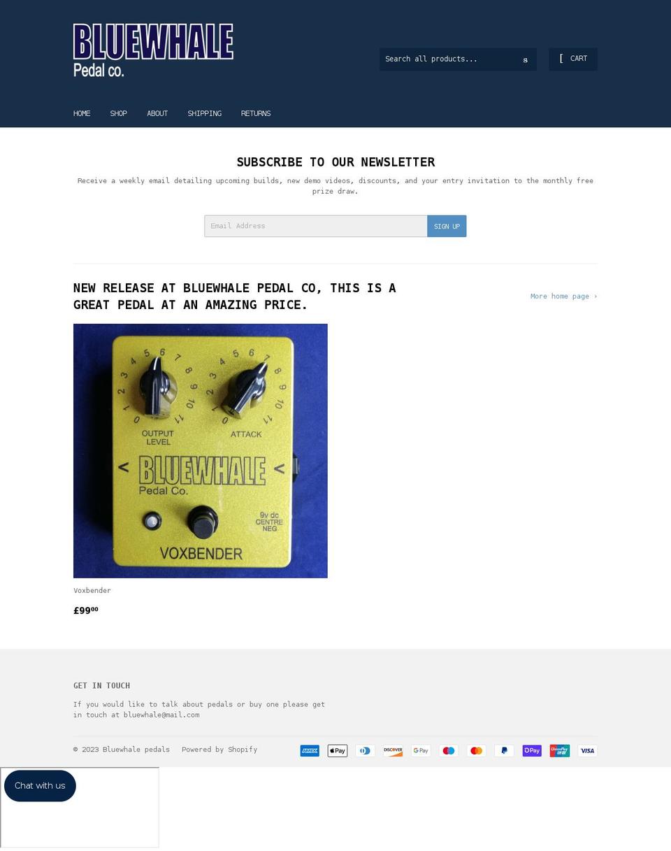 bluewhalepedals.com shopify website screenshot