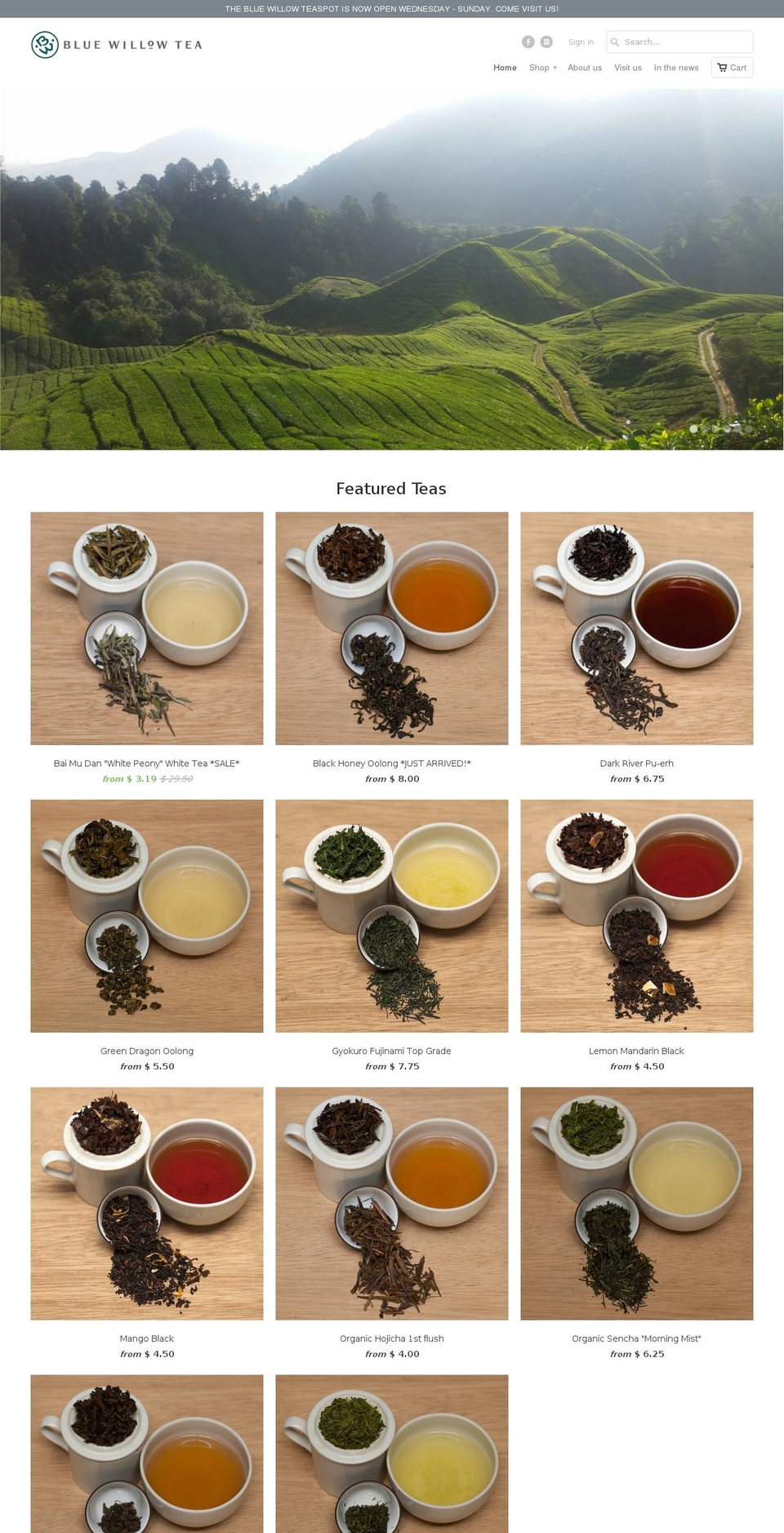 bluewillowtea.com shopify website screenshot