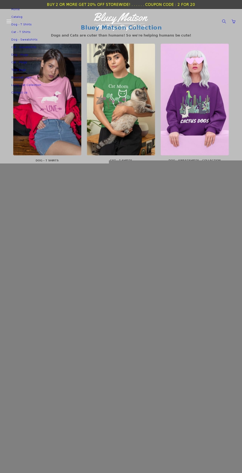 blueymatson.com shopify website screenshot