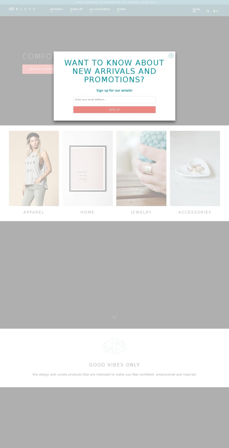 bluffbrands.com — Shopify storefront screenshot
