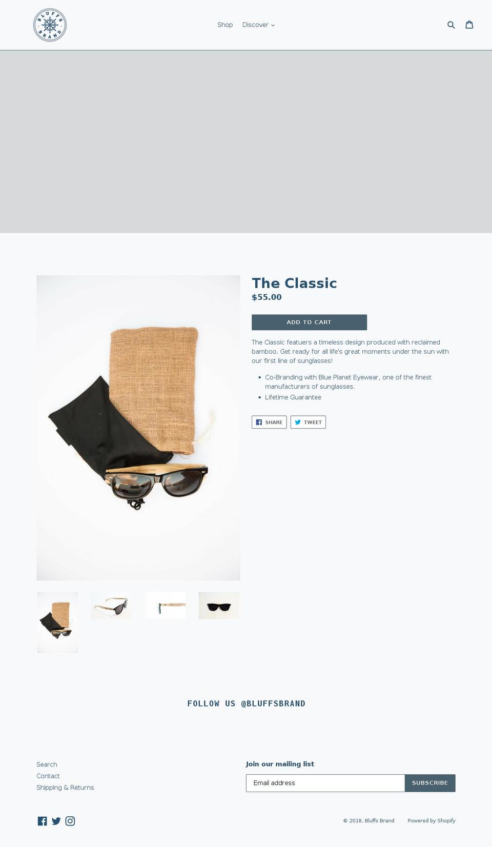 bluffsbrand.com — Shopify storefront screenshot