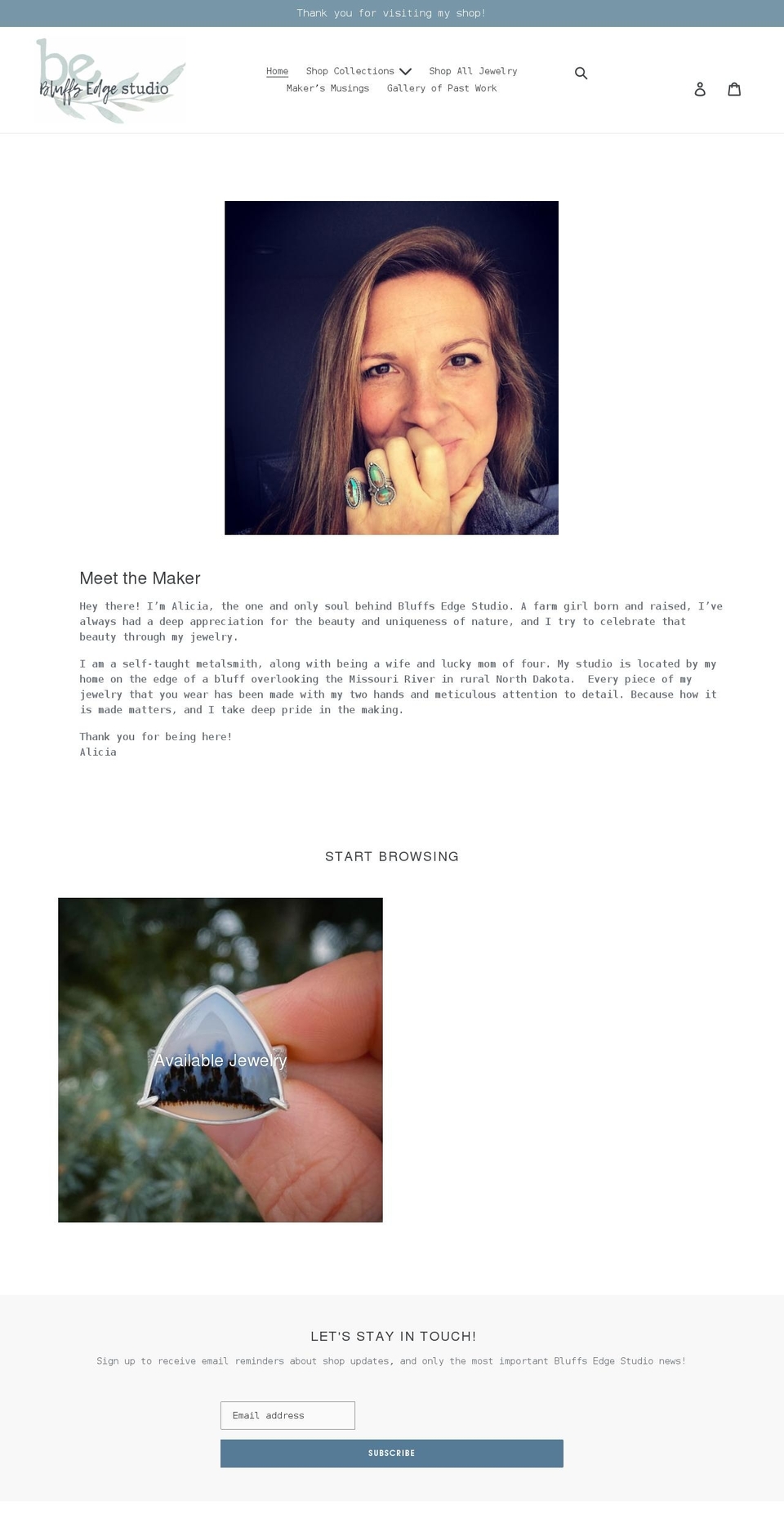 bluffsedgestudio.com shopify website screenshot