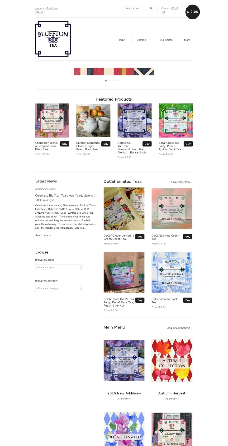 blufftontea.com shopify website screenshot