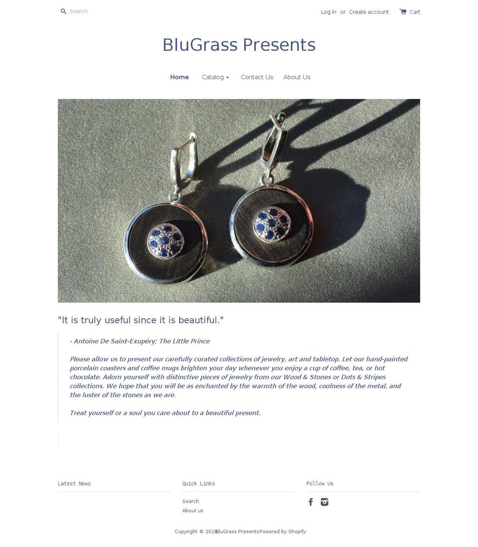 blugrasspresents.com — Shopify storefront screenshot