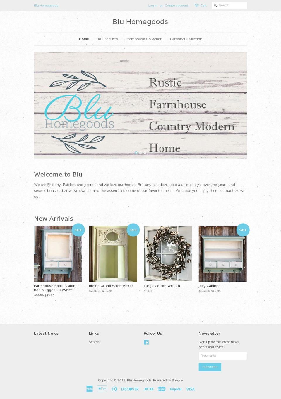 bluhomegoods.com — Shopify storefront screenshot