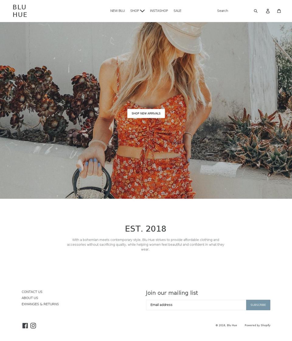 bluhue.com shopify website screenshot